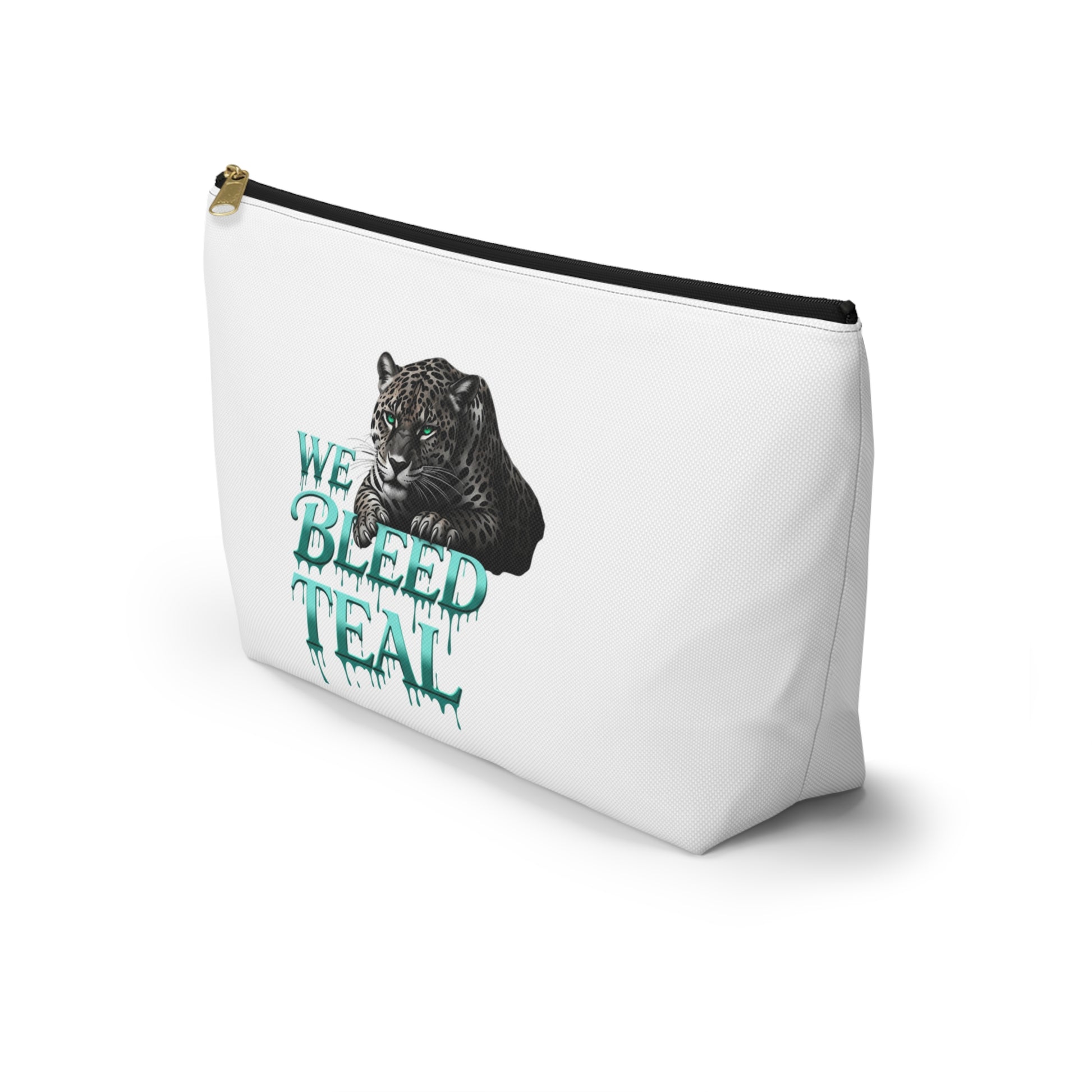 Teal Panther Accessory Pouch - We Bleed Teal Makeup Bag, Cosmetic Case, Travel Pouch, Gift for Her, School Supplies
