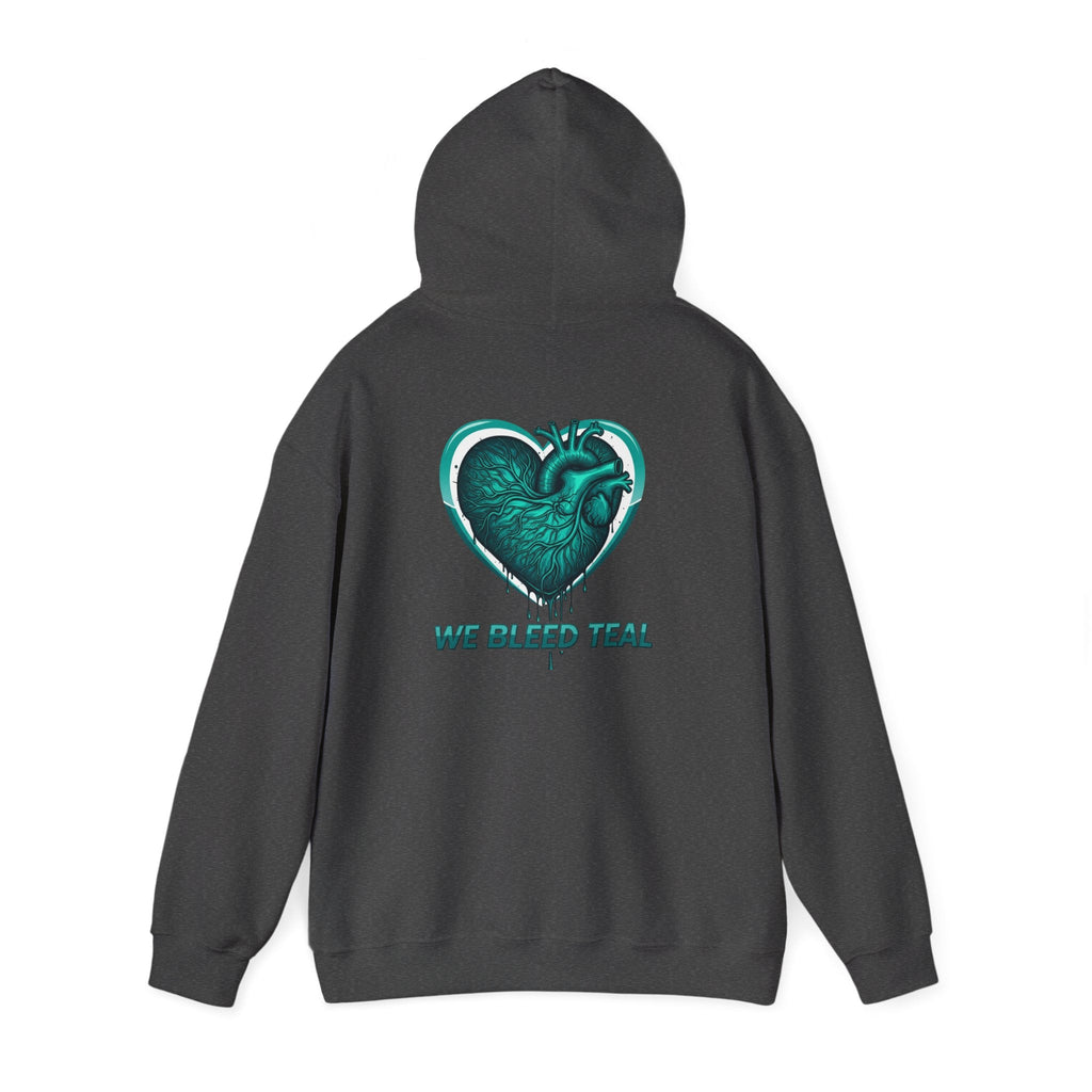 Teal Heart Hoodie - Unisex Heavy Blend Sweatshirt, Perfect for Gamers, Sport Fans, Casual Wear, Gift for Holidays Printify