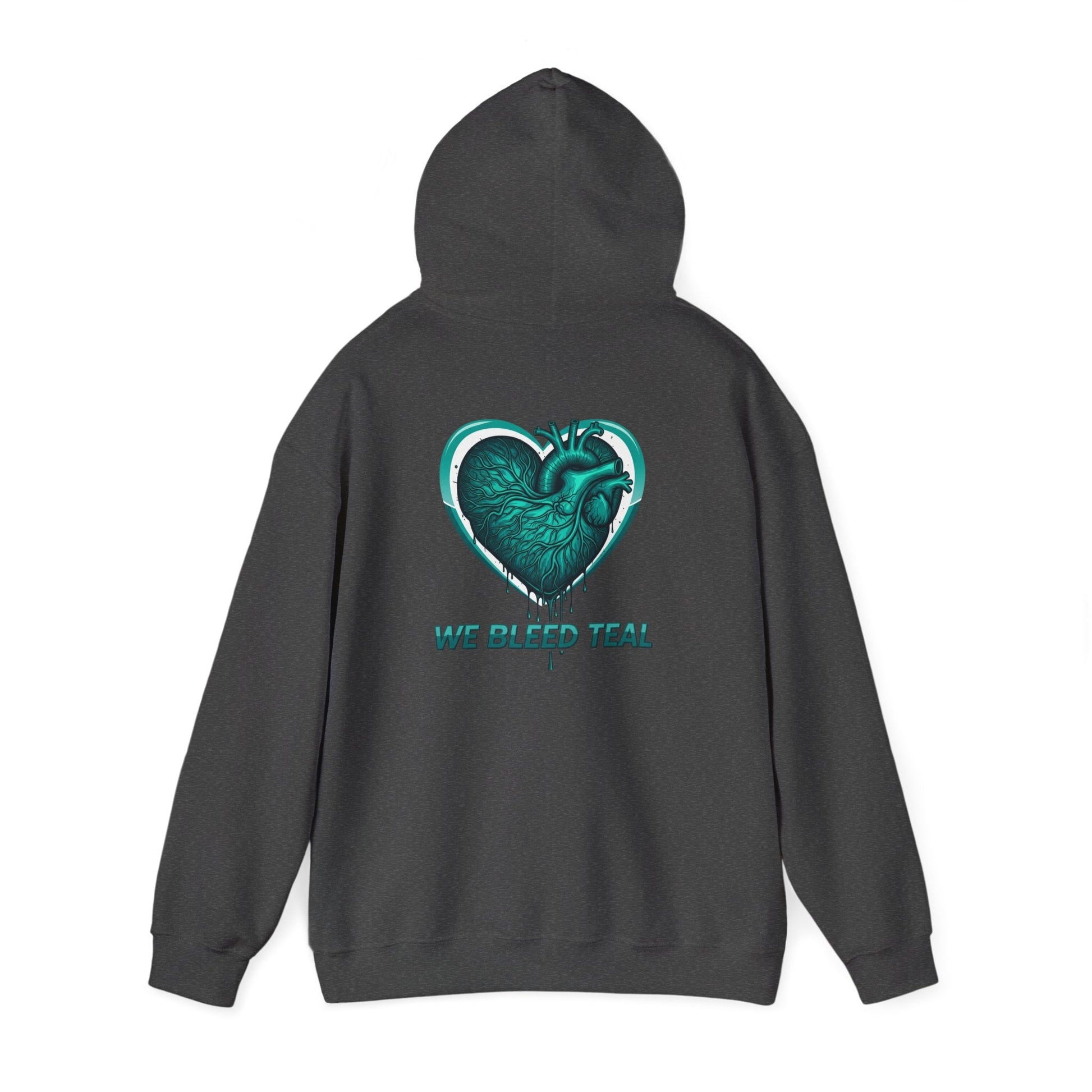 Teal Heart Hoodie - Unisex Heavy Blend Sweatshirt, Perfect for Gamers, Sport Fans, Casual Wear, Gift for Holidays Printify
