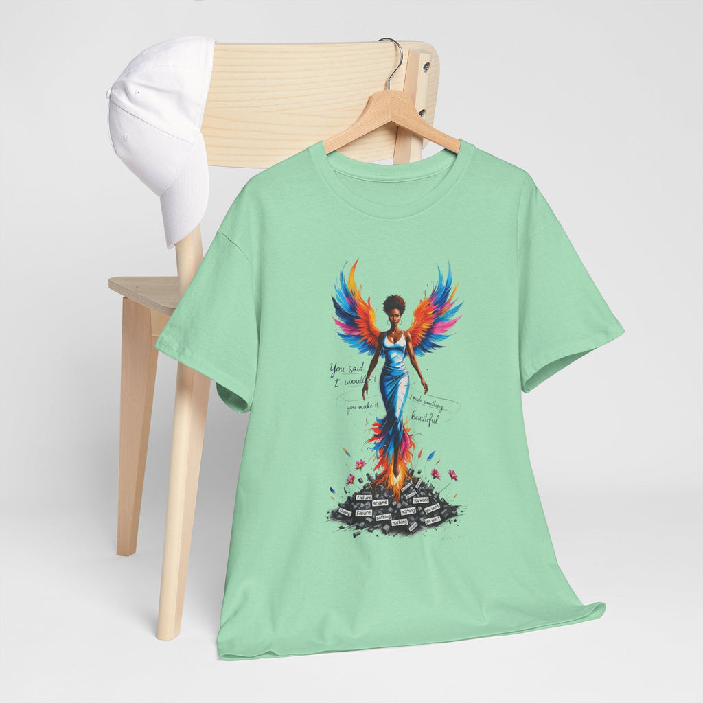 Vibrant Angelic Heavy Cotton Tee - Unisex T-Shirt, Inspirational Apparel, Casual Wear, Gift for Her, Spiritual Fashion Printify