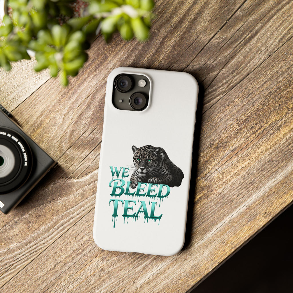 Teal Panther Slim Phone Case - Bold Animal Design, Unique Gift for Wildlife Lovers, Stylish Phone Accessory, Modern Aesthetic, Trendy [...] Printify