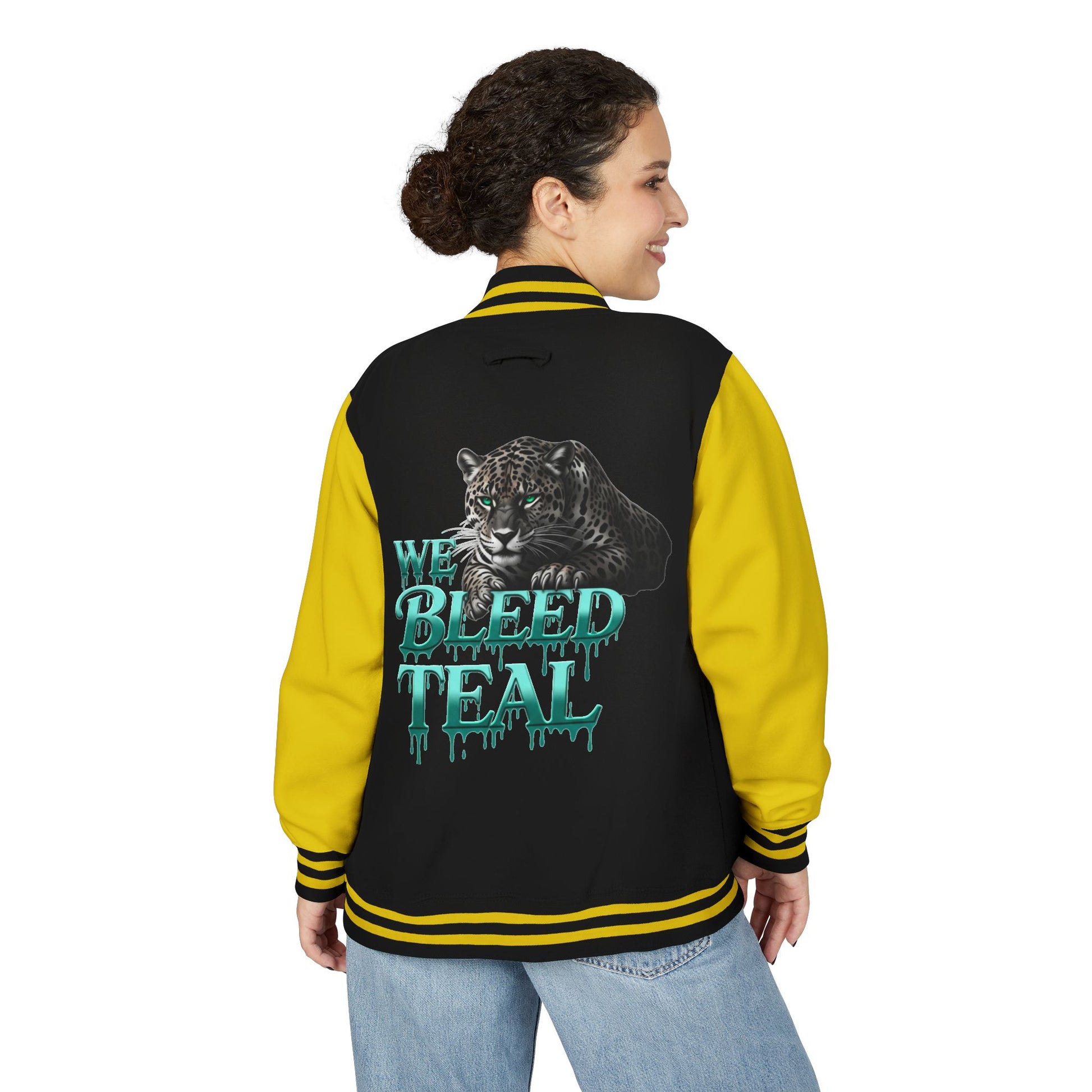 Teal Bleeding Letterman Jacket, Unisex Varsity Jacket, Trendy Sports Jacket, Cool Casual Wear, College Spirit Gear, Perfect Gift for [...]