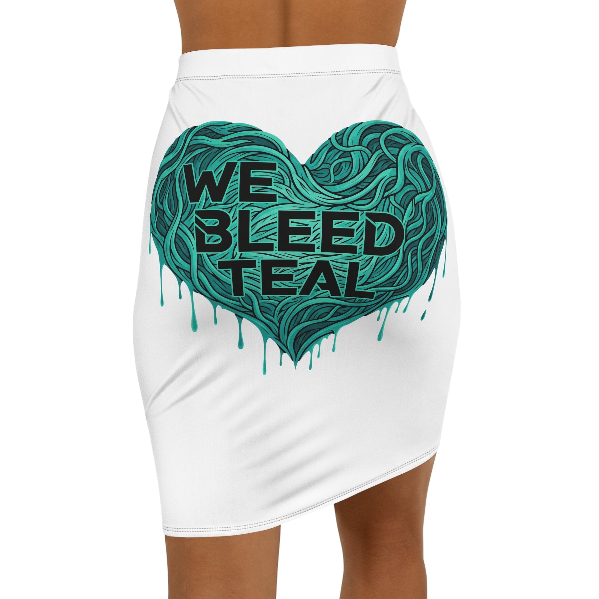 Teal Heart Women's Pencil Skirt, Statement Skirt, Fashionable Pencil Skirt, Casual Skirt, We Bleed Teal Skirt, Gift for Her Printify