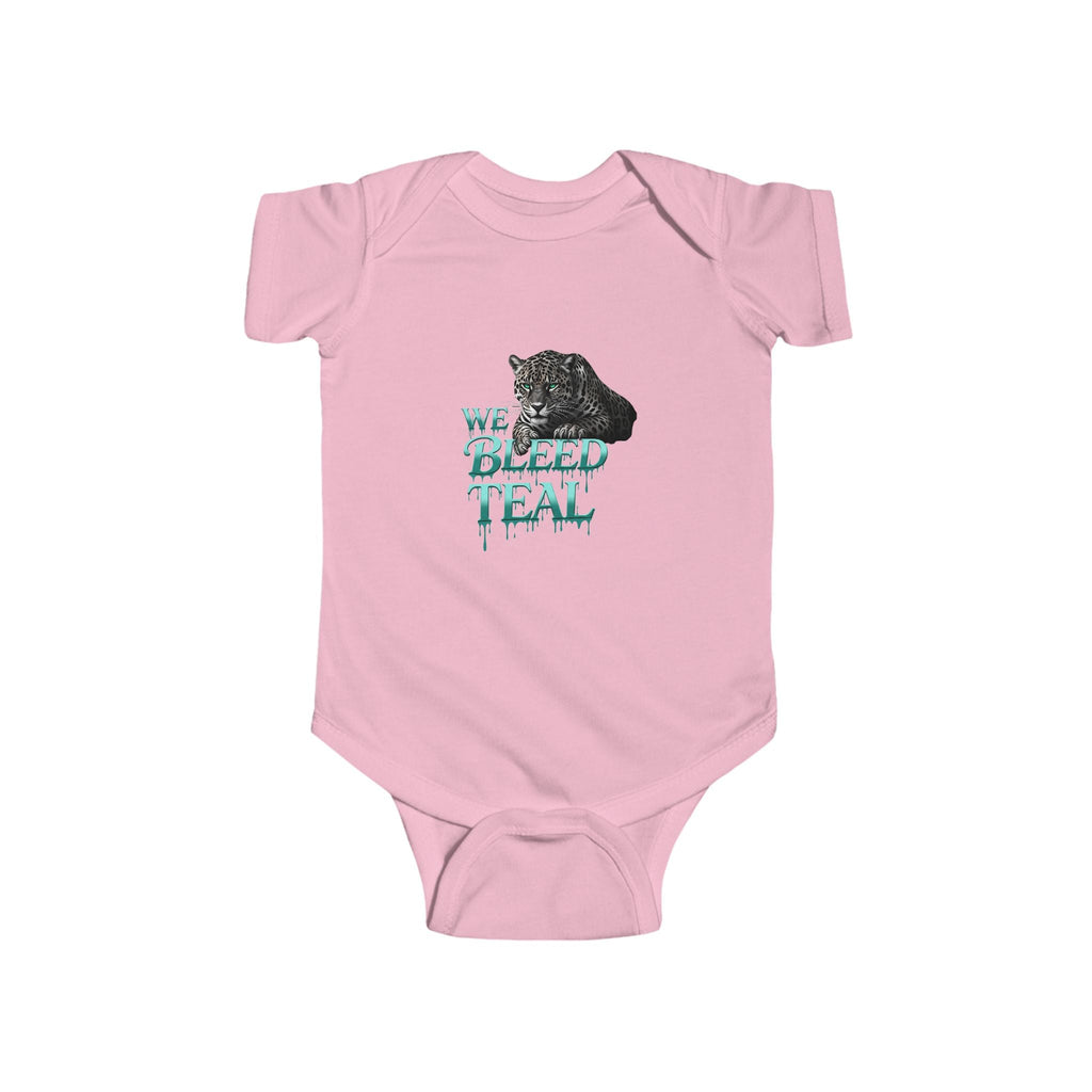 Cute Baby Bodysuit with Teal Animal Graphic, Stylish Infant Onesie, Perfect Baby Shower Gift, Unique Newborn Outfit, We Bleed Teal Design Printify