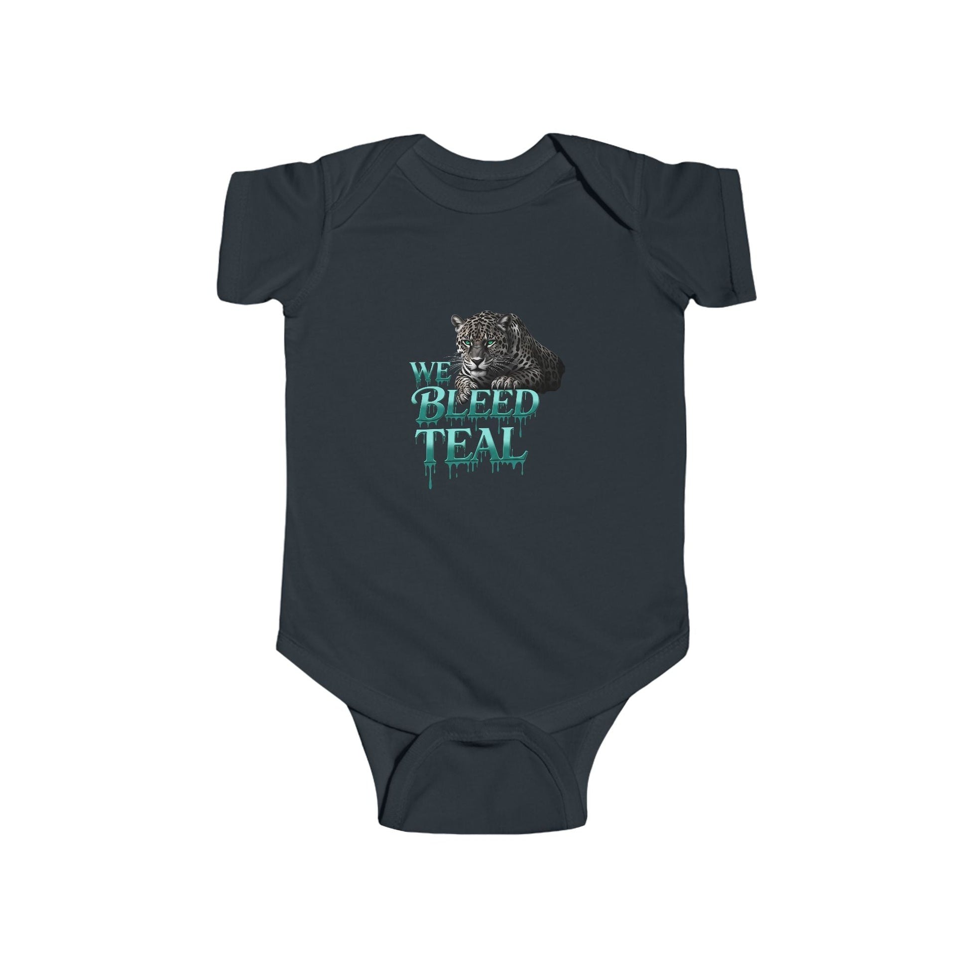 Cute Baby Bodysuit with Teal Animal Graphic, Stylish Infant Onesie, Perfect Baby Shower Gift, Unique Newborn Outfit, We Bleed Teal Design Printify