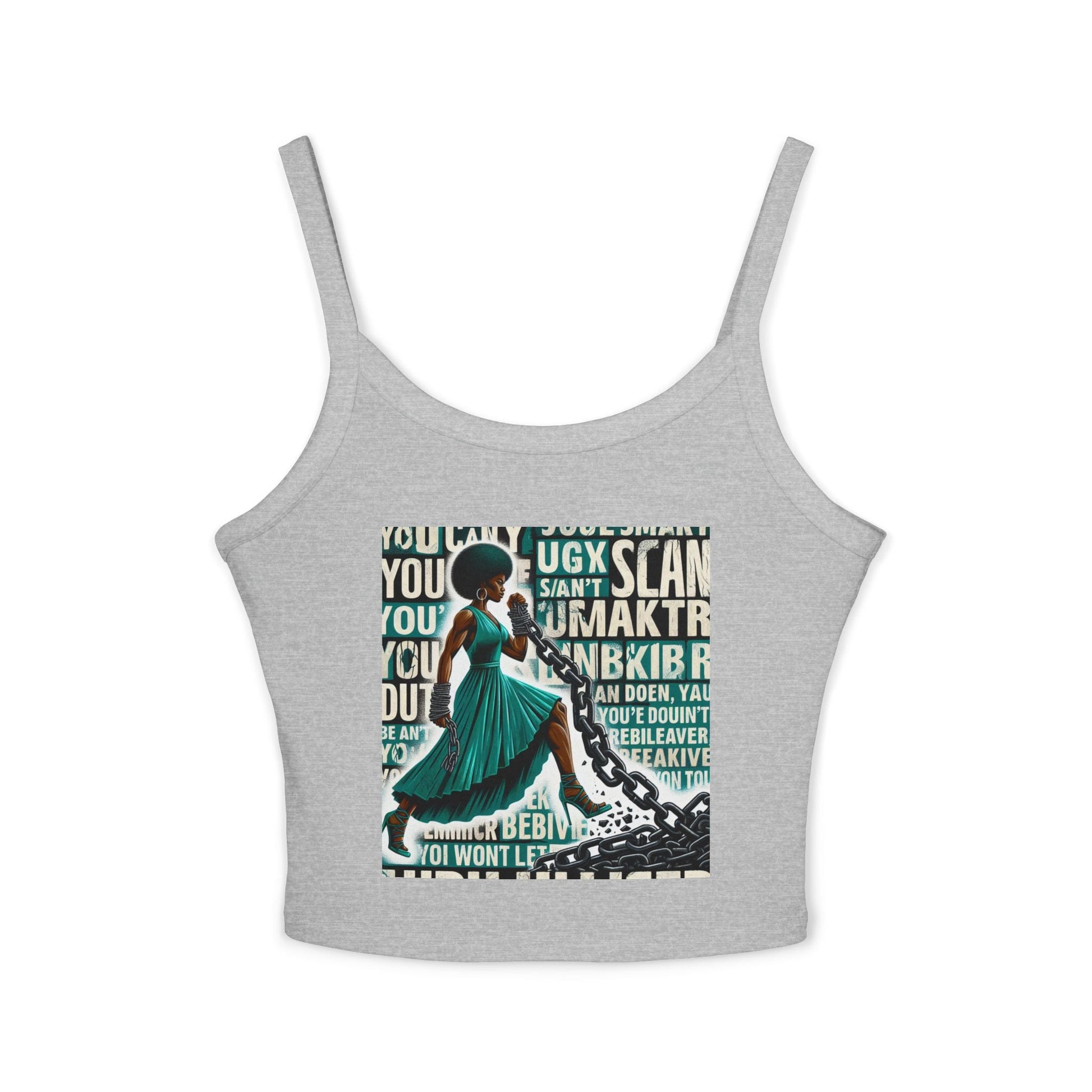 Empowered Woman Spaghetti Strap Tank Top - Inspirational Fashion for Females, Summer Tops, Gift for Her, Festival Wear, Casual Style Printify