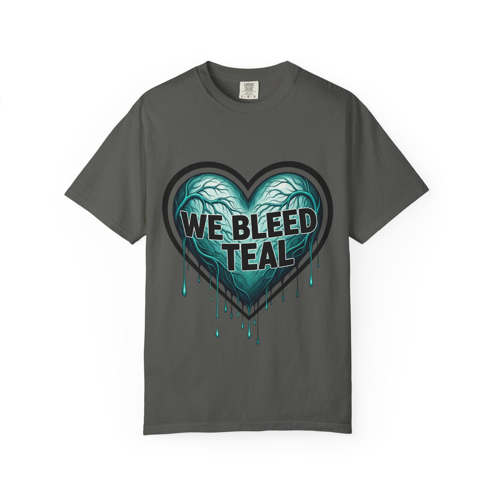 Teal Heart Awareness T-shirt, Unisex Gift for Mental Health, Eco-Friendly Tee, Bleed Teal Support, Casual Everyday Wear Printify