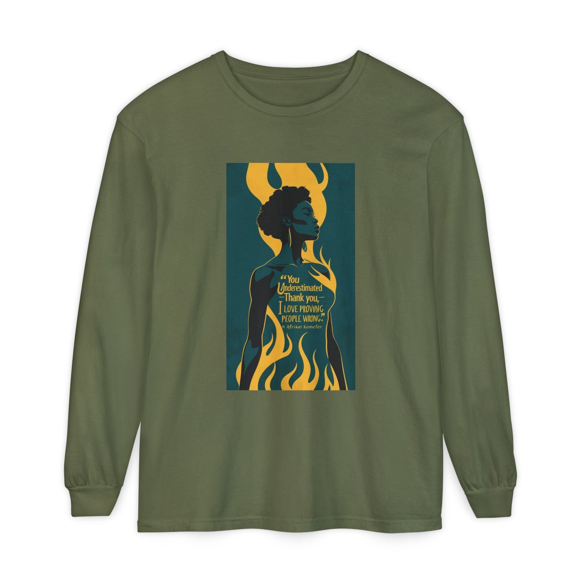 Unisex Long Sleeve Graphic Tee for Empowerment, Fierce Art Shirt, Wardrobe Essential, Unique Gift, Casual Fashion, Everyday Wear Printify