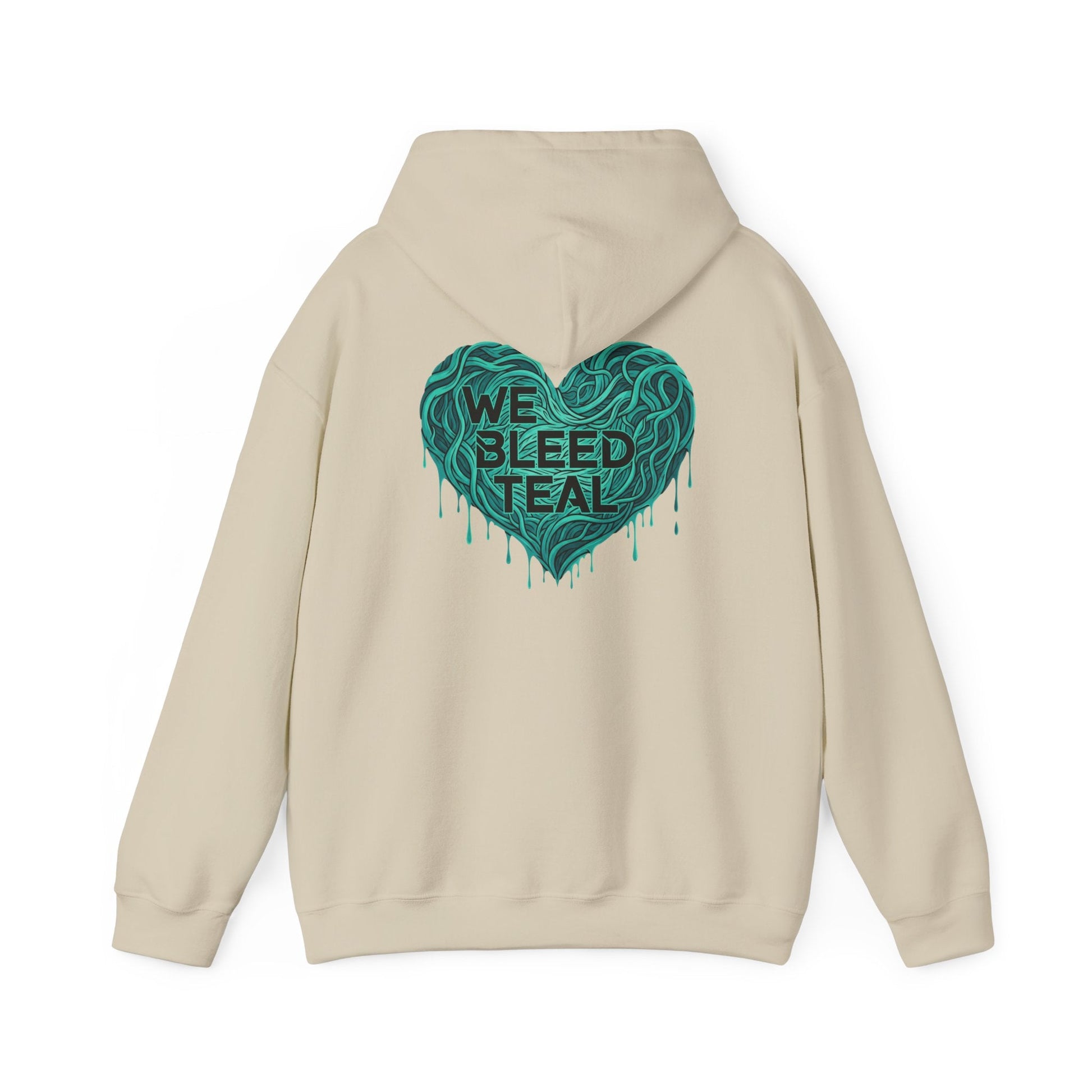 Teal Heart Hoodie, Unisex Hooded Sweatshirt, Casual Sweatshirt, Gift for Teal Lovers, Birthday Gift, Heart Sweatshirt Printify