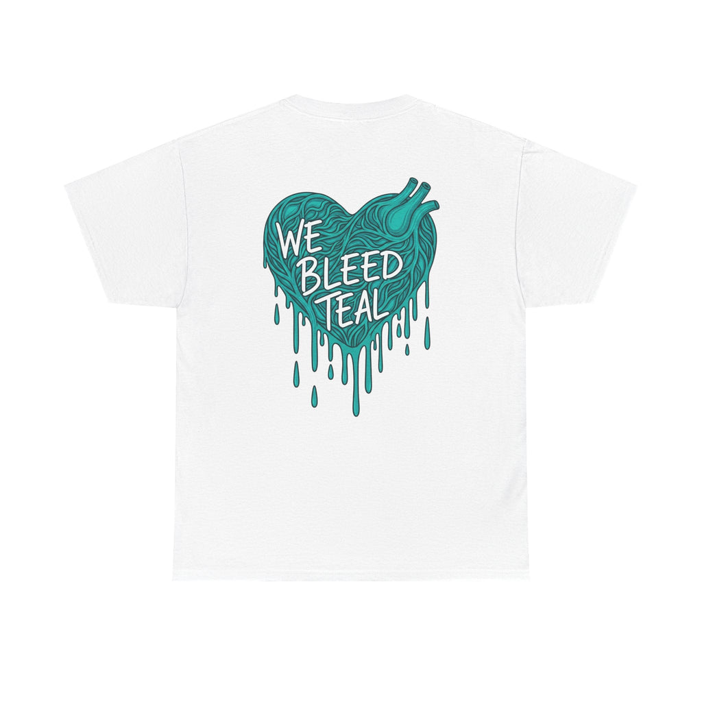 Teal Heart Tee - Unisex Heavy Cotton T-Shirt, Gift for Sports Fans, Casual Wear, Team Spirit Apparel, Soft Cotton Tee, Everyday Comfort Printify
