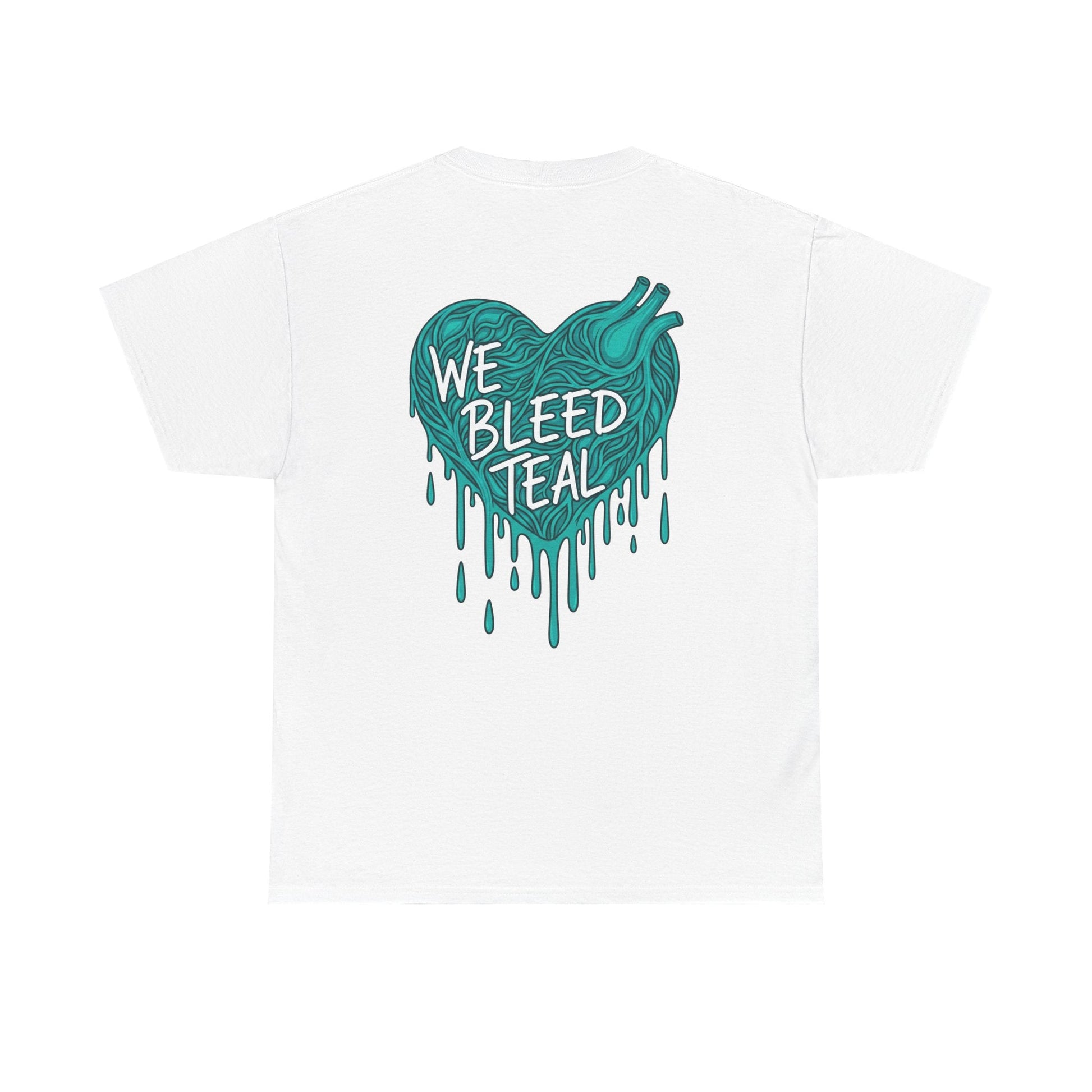 Teal Heart Tee - Unisex Heavy Cotton T-Shirt, Gift for Sports Fans, Casual Wear, Team Spirit Apparel, Soft Cotton Tee, Everyday Comfort Printify