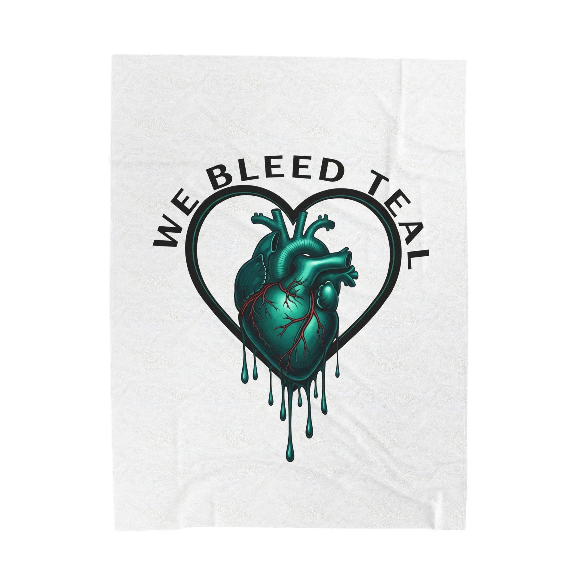 Teal Heart Soft Plush Blanket, Cozy Throw for Home, Ideal for Gifts, Pet Lovers, Versatile Blanket, Unique Decor Printify