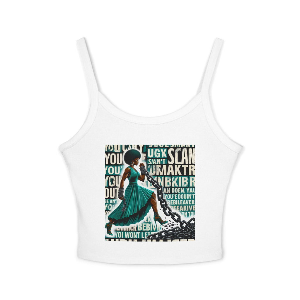 Empowered Woman Spaghetti Strap Tank Top - Inspirational Fashion for Females, Summer Tops, Gift for Her, Festival Wear, Casual Style Printify