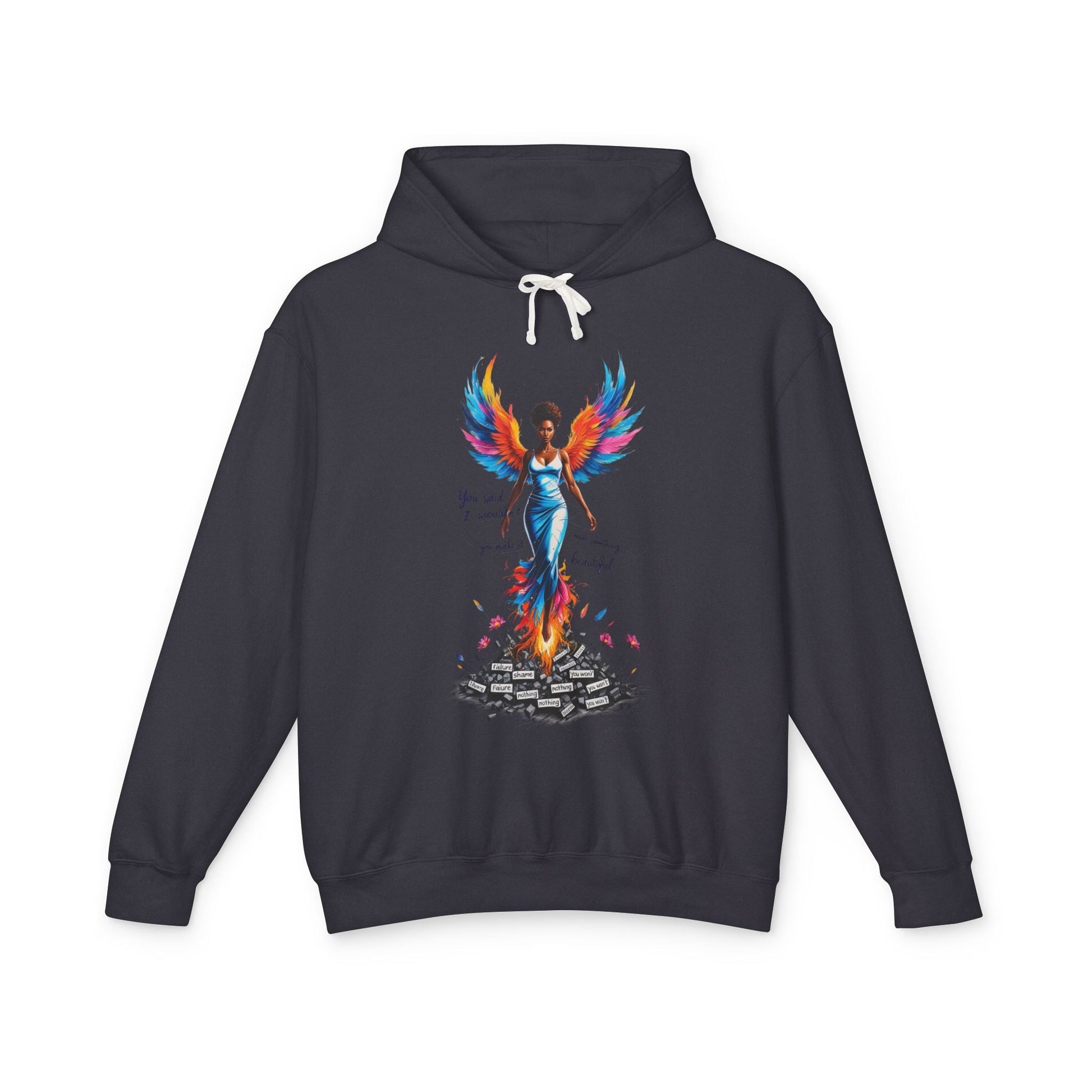 Empowering Phoenix Graphic Hoodie, Affirmation Sweatshirt for Women, Cozy Casual Wear, Unique Gift for Friends, Motivational Apparel Printify