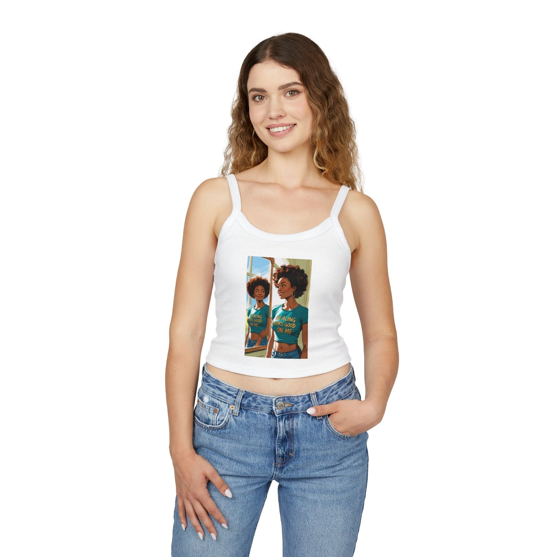 Stylish Crop Tank Top with Motivational Quote, Summer Essential, Perfect for Casual Outfits, Beachwear, Gift Idea Printify