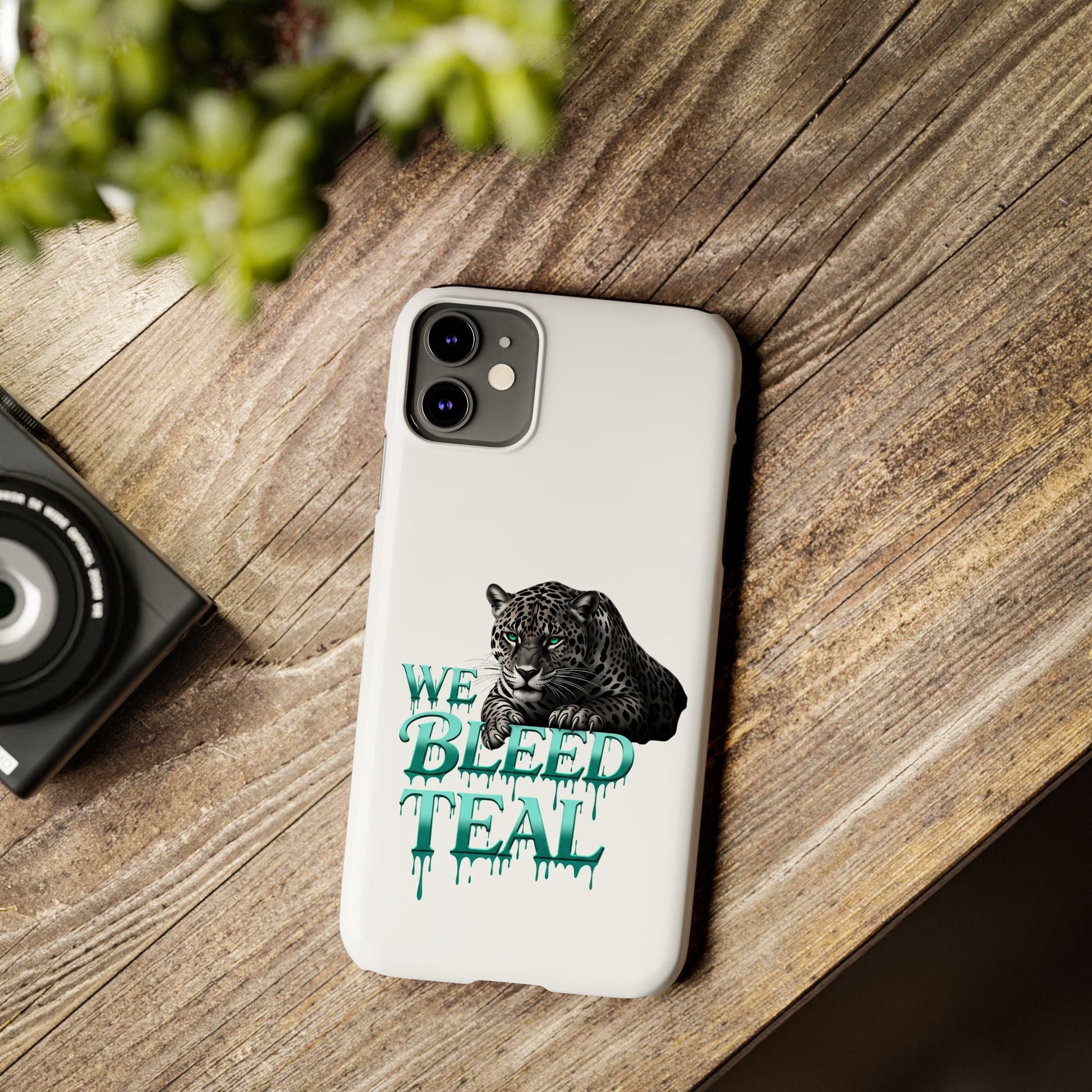 Teal Panther Slim Phone Case - Bold Animal Design, Unique Gift for Wildlife Lovers, Stylish Phone Accessory, Modern Aesthetic, Trendy [...] Printify