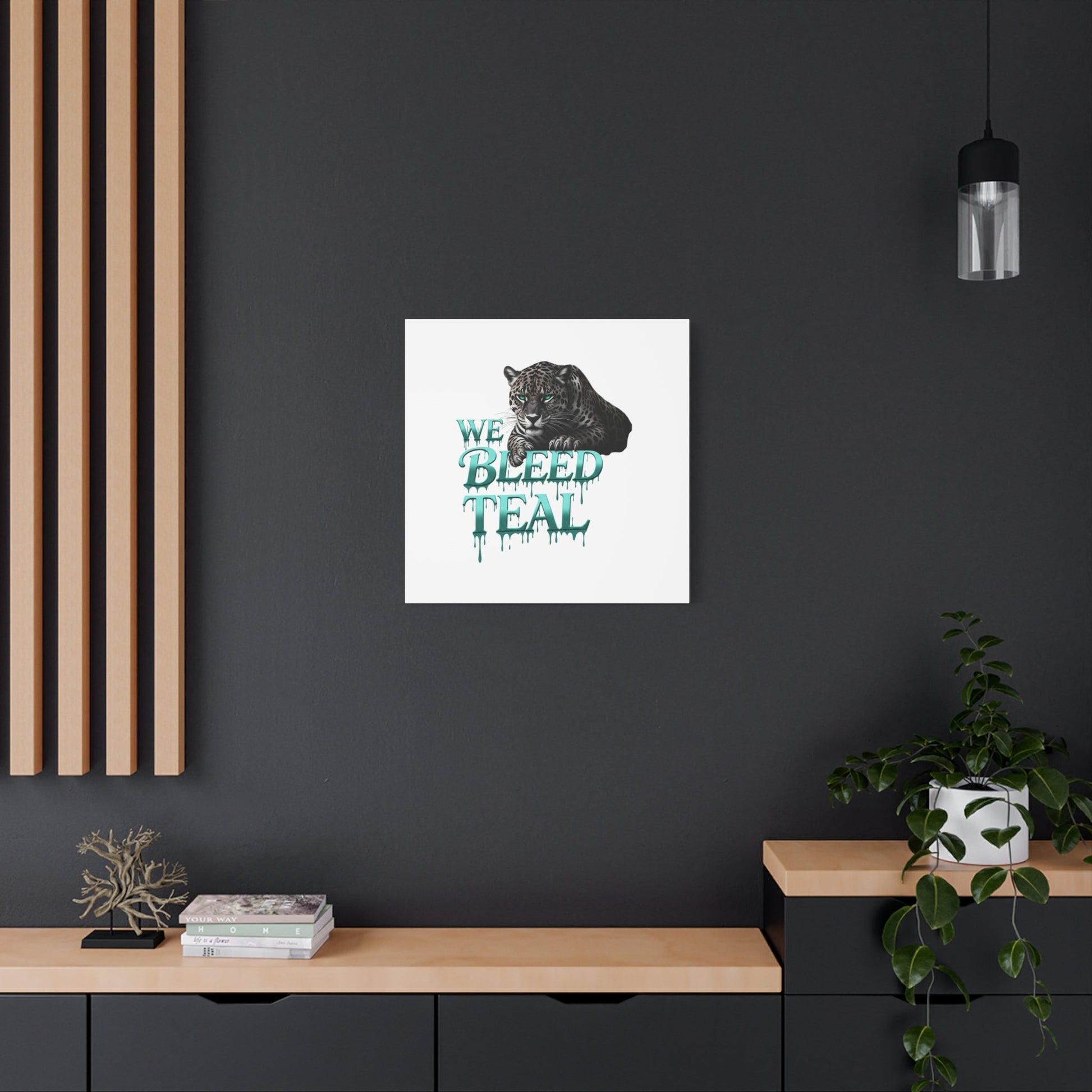 Teal Leopard Canvas Art Print, Modern Wall Decor, Animal Lover Gift, Home Interior Design, We Bleed Teal Artwork Printify