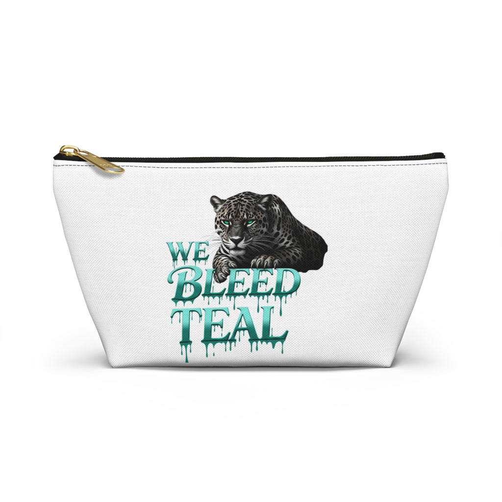 Teal Panther Accessory Pouch - We Bleed Teal Makeup Bag, Cosmetic Case, Travel Pouch, Gift for Her, School Supplies