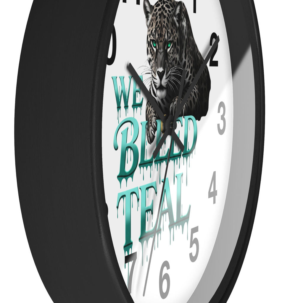 Teal Leopard Wall Clock, Unique Home Decor, Animal Lover Gift, Sports Fan Gift, Personalized Timepiece Printify