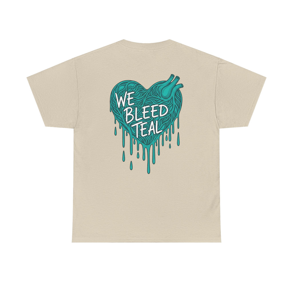 Teal Heart Tee - Unisex Heavy Cotton T-Shirt, Gift for Sports Fans, Casual Wear, Team Spirit Apparel, Soft Cotton Tee, Everyday Comfort Printify