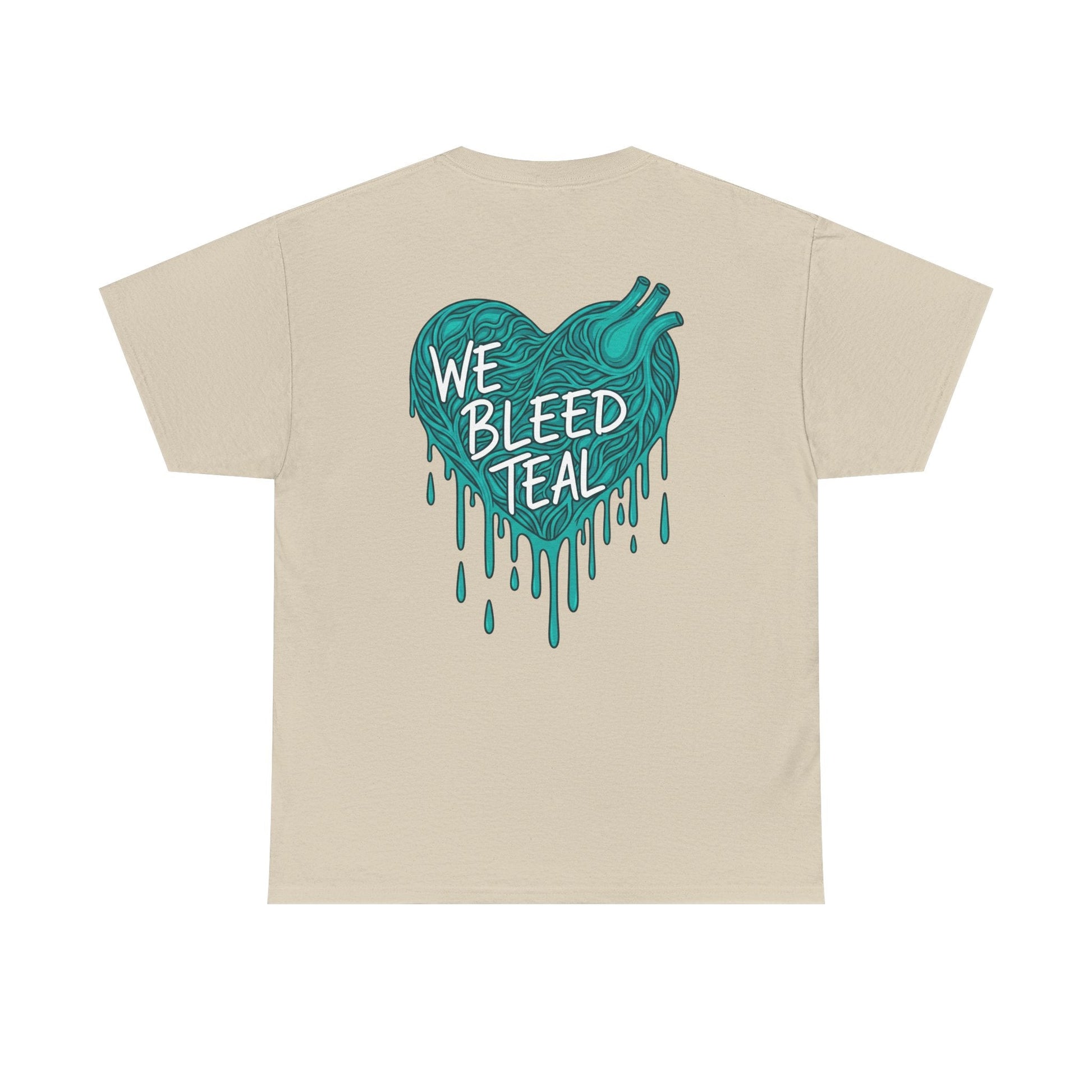 Teal Heart Tee - Unisex Heavy Cotton T-Shirt, Gift for Sports Fans, Casual Wear, Team Spirit Apparel, Soft Cotton Tee, Everyday Comfort Printify