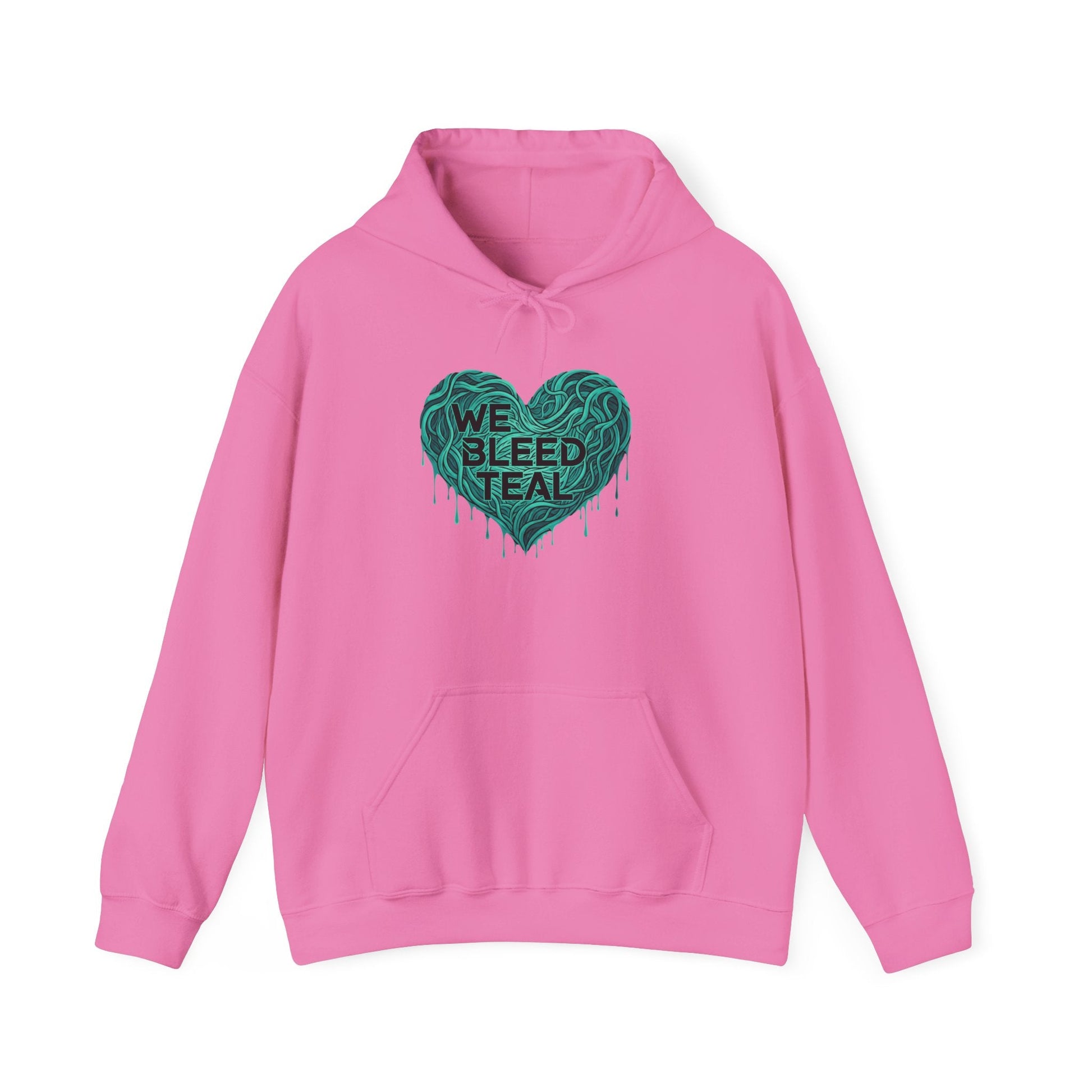 Teal Heart Sweatshirt - Awareness Hoodie for Cancer Support, Cozy Gift for Friends, Unisex Hooded Sweatshirt, Comfort Wear Printify