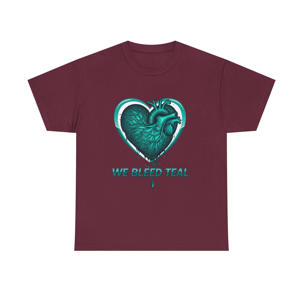 Teal Heart Awareness Tee, Unisex Cotton Shirt, Supportive Gear, Medical Awareness, Gift for Loved Ones, Casual Wear Printify