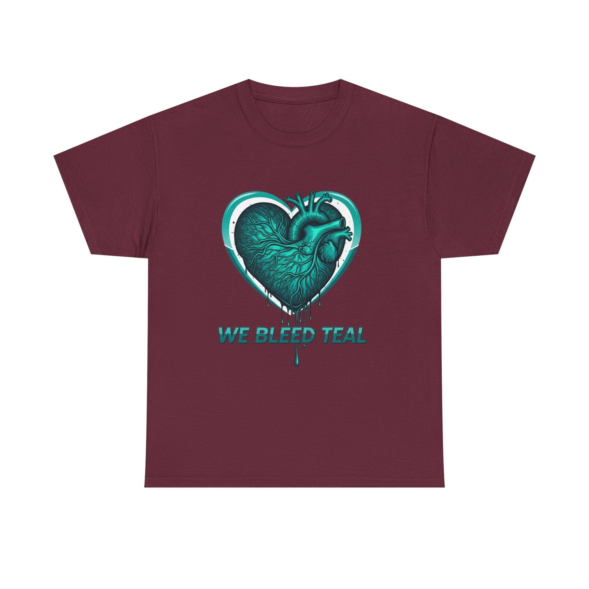 Teal Heart Awareness Tee, Unisex Cotton Shirt, Supportive Gear, Medical Awareness, Gift for Loved Ones, Casual Wear Printify