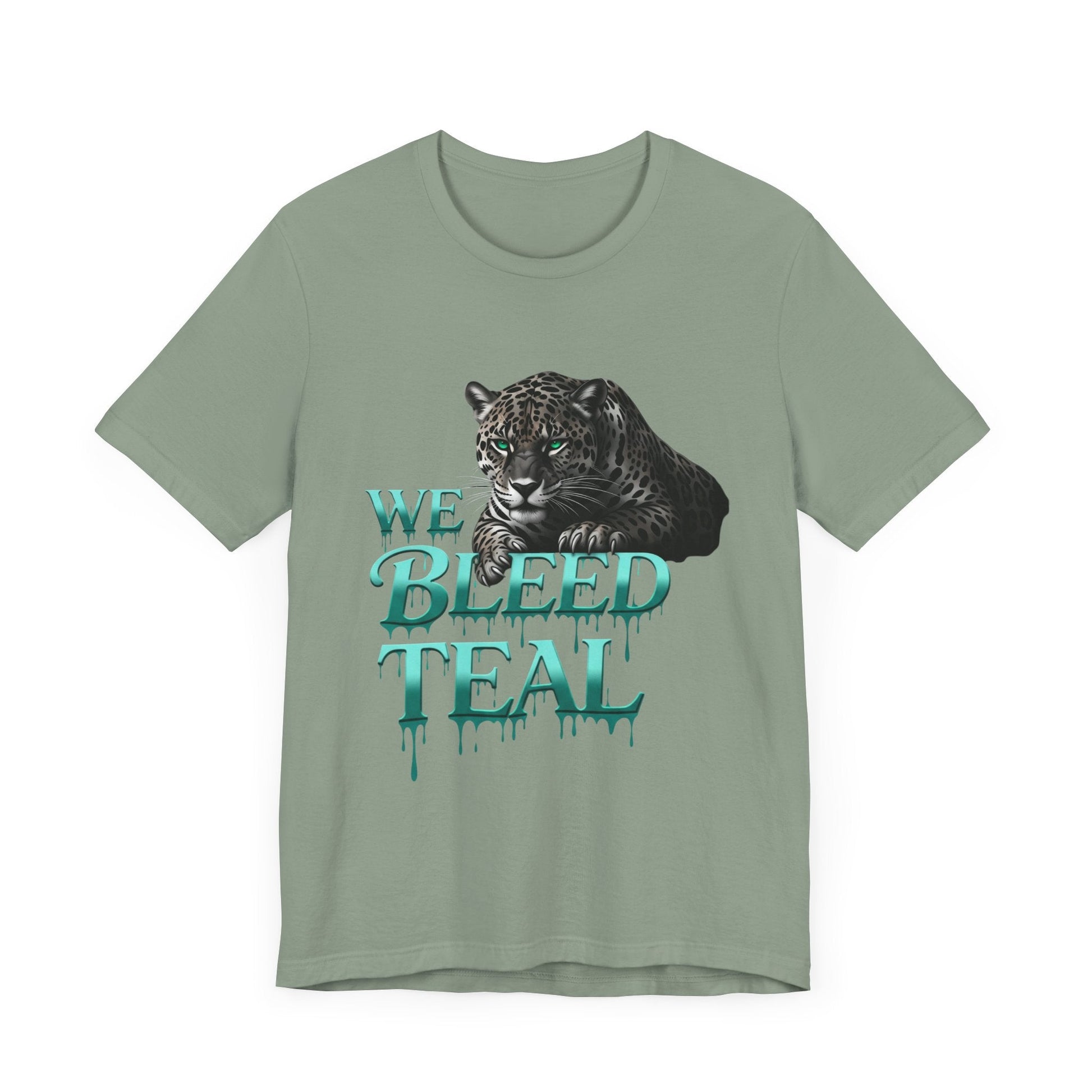 Teal Panther Graphic Tee - We Bleed Teal T-Shirt, Casual Unisex Shirt, Animal Lover Gift, Sports Fans Apparel, Unique Graphic Top Printify