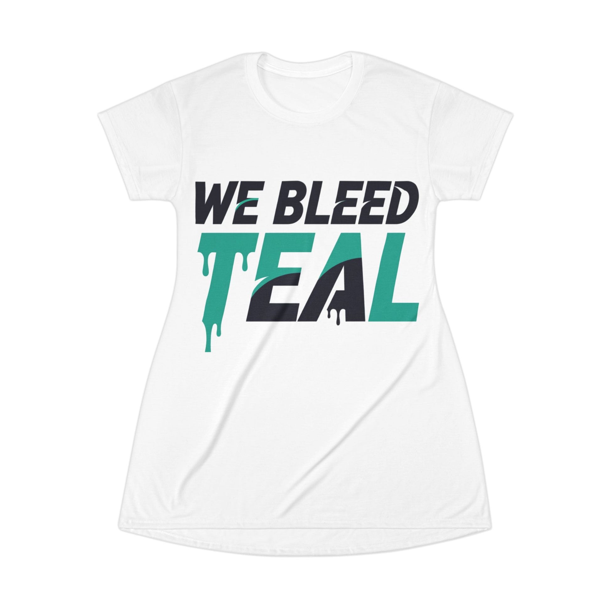 Teal Spirit T-Shirt Dress - Casual Wear, Sports Fan Apparel, Festival Outfit, Game Day Dress, Unique Gift