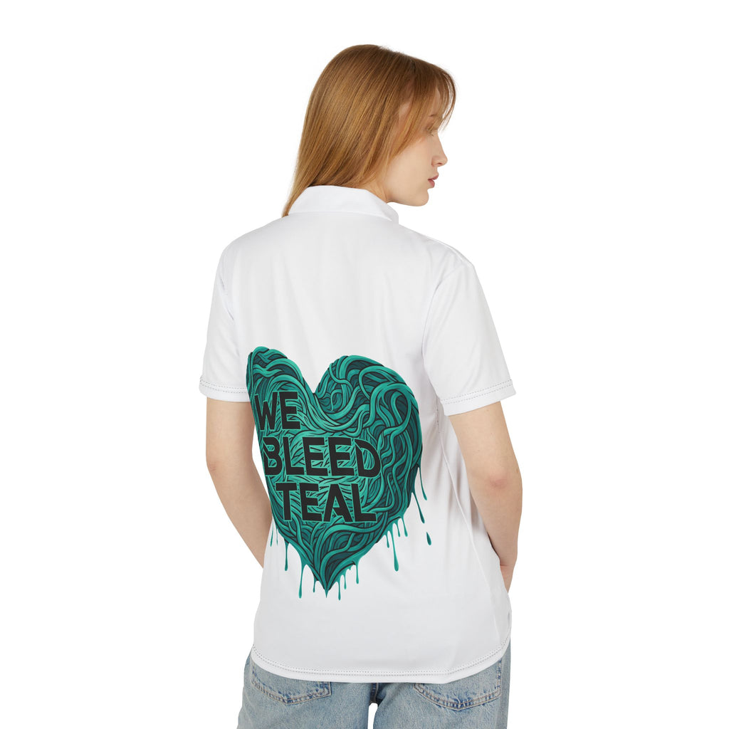 Teal Sporty Unisex Polo Shirt - 'We Bleed Teal' Casual Wear, Gift for Sports Fans, Team Outing, Everyday Style, Summer Favorite