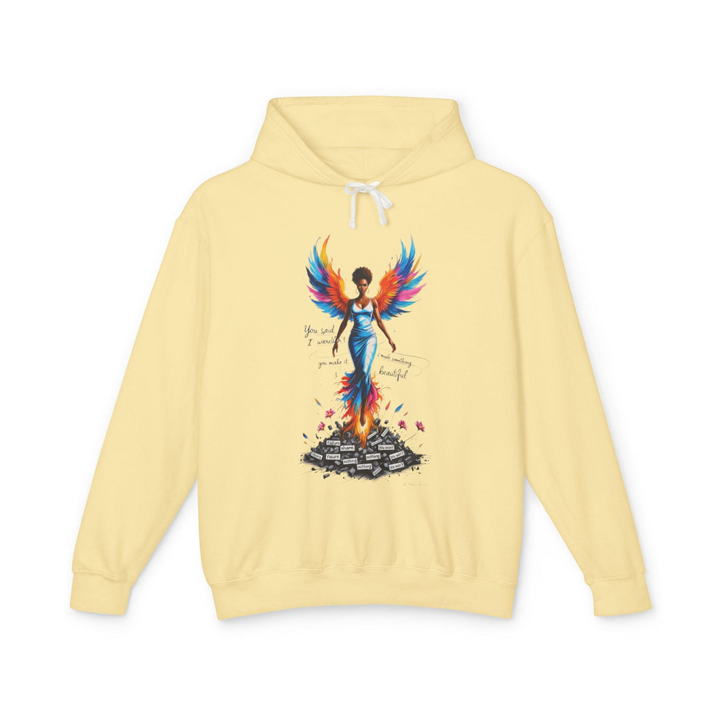 Empowering Phoenix Graphic Hoodie, Affirmation Sweatshirt for Women, Cozy Casual Wear, Unique Gift for Friends, Motivational Apparel Printify