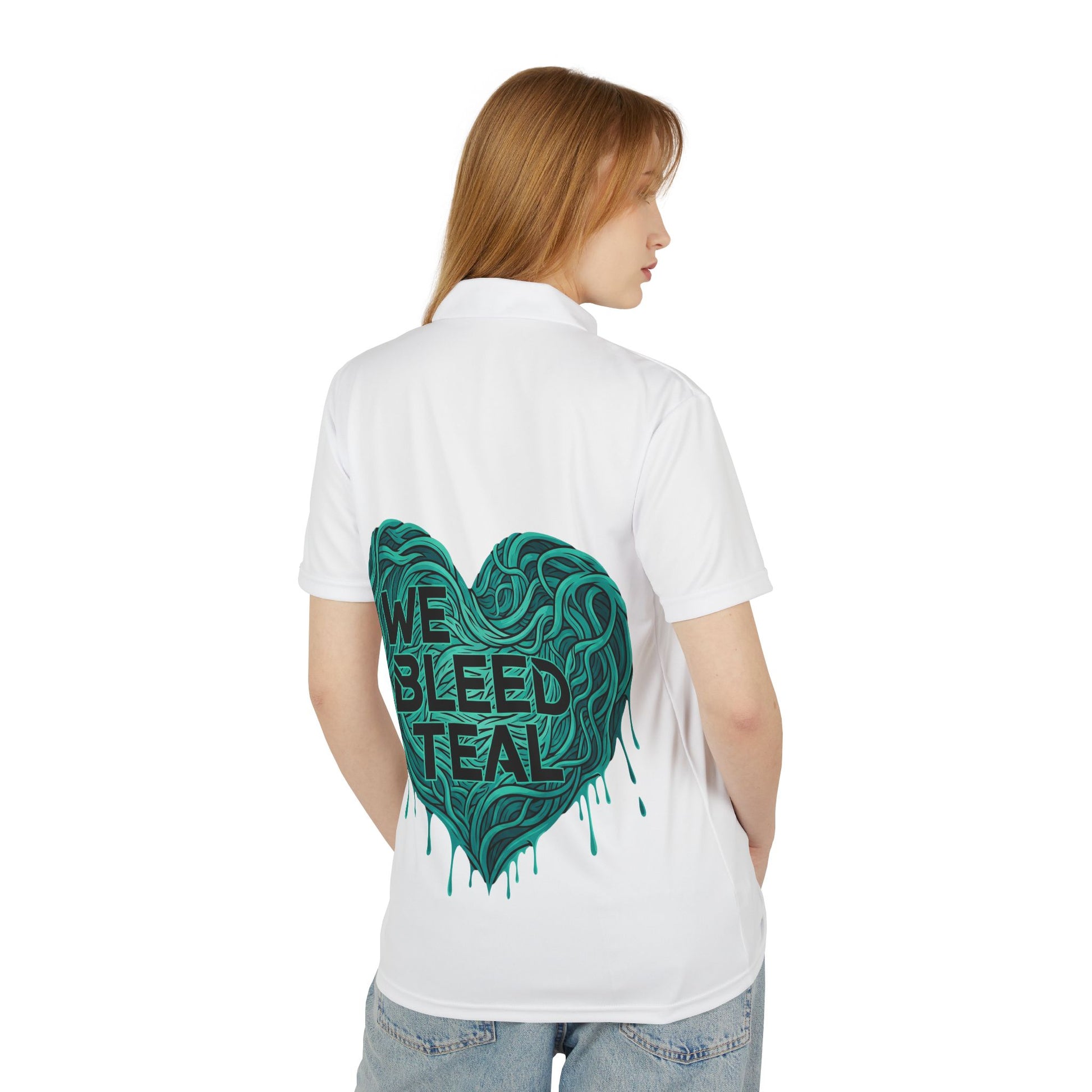 Teal Sporty Unisex Polo Shirt - 'We Bleed Teal' Casual Wear, Gift for Sports Fans, Team Outing, Everyday Style, Summer Favorite