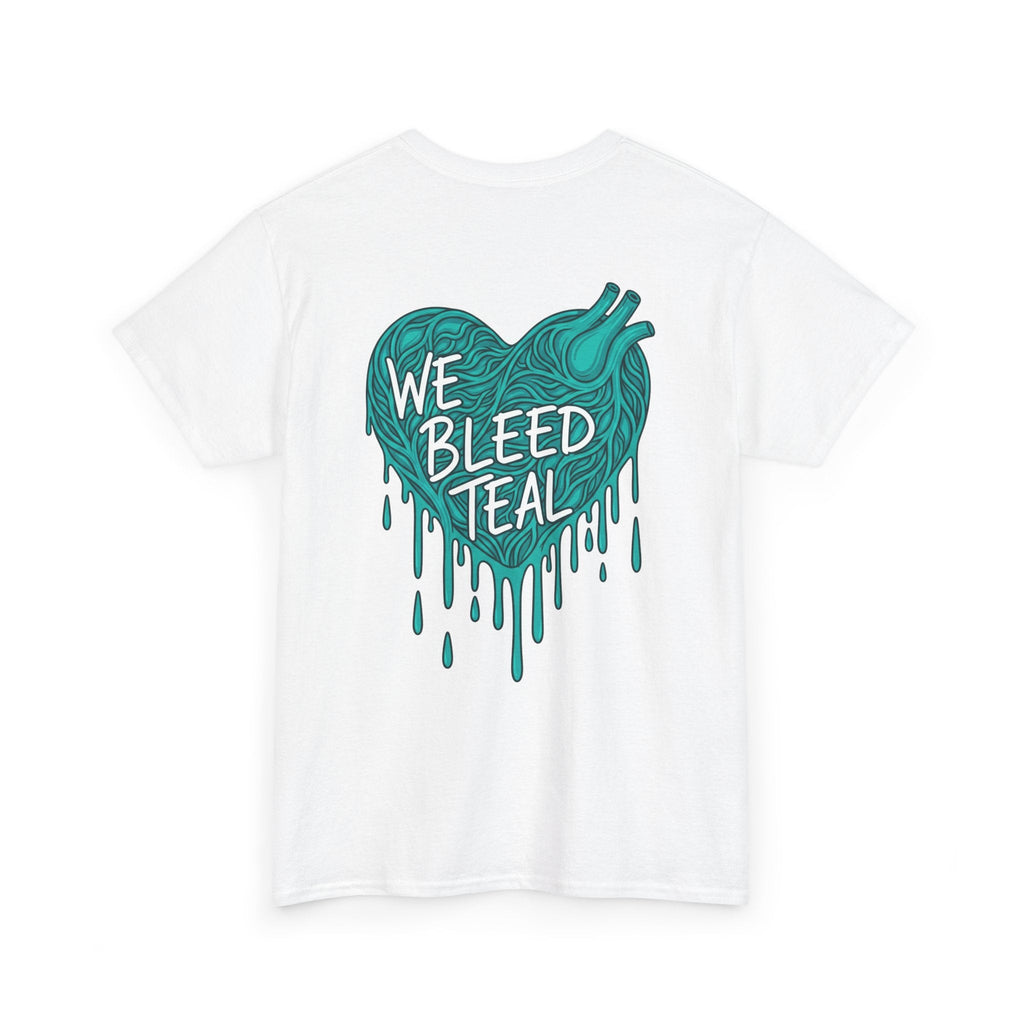 Teal Heart Tee - Unisex Heavy Cotton T-Shirt, Gift for Sports Fans, Casual Wear, Team Spirit Apparel, Soft Cotton Tee, Everyday Comfort Printify