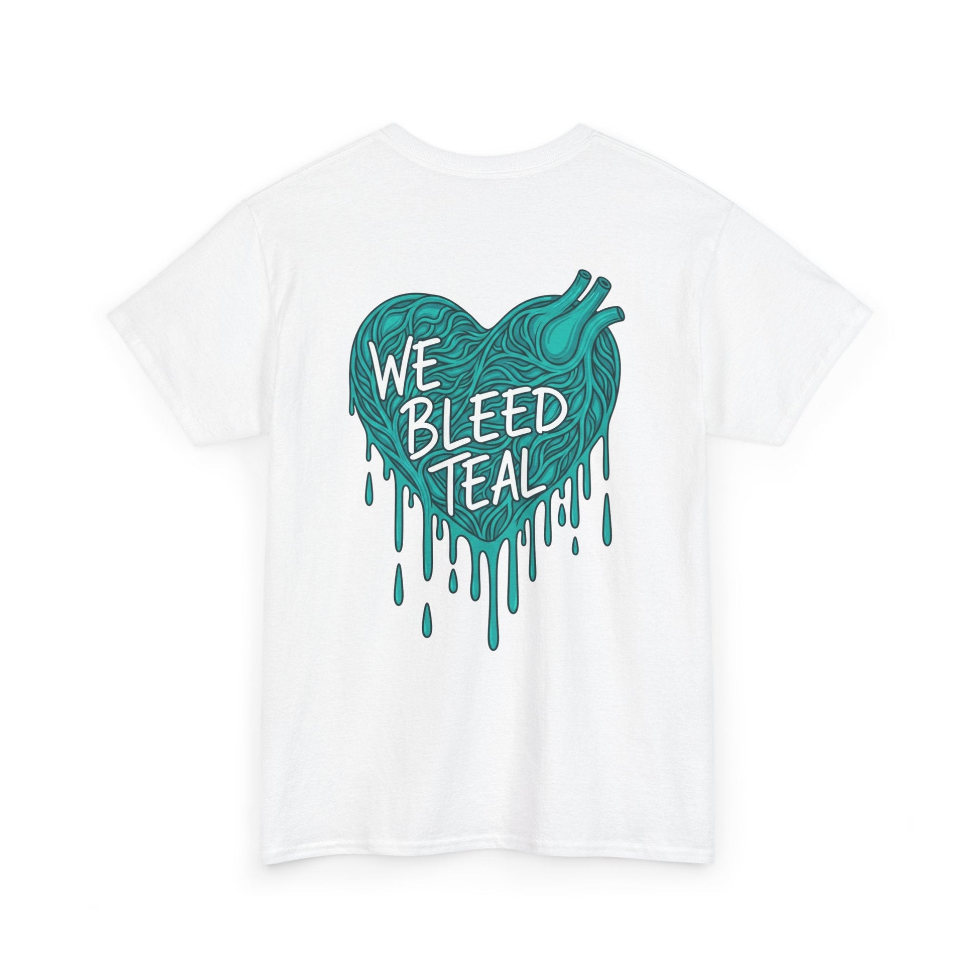 Teal Heart Tee - Unisex Heavy Cotton T-Shirt, Gift for Sports Fans, Casual Wear, Team Spirit Apparel, Soft Cotton Tee, Everyday Comfort Printify