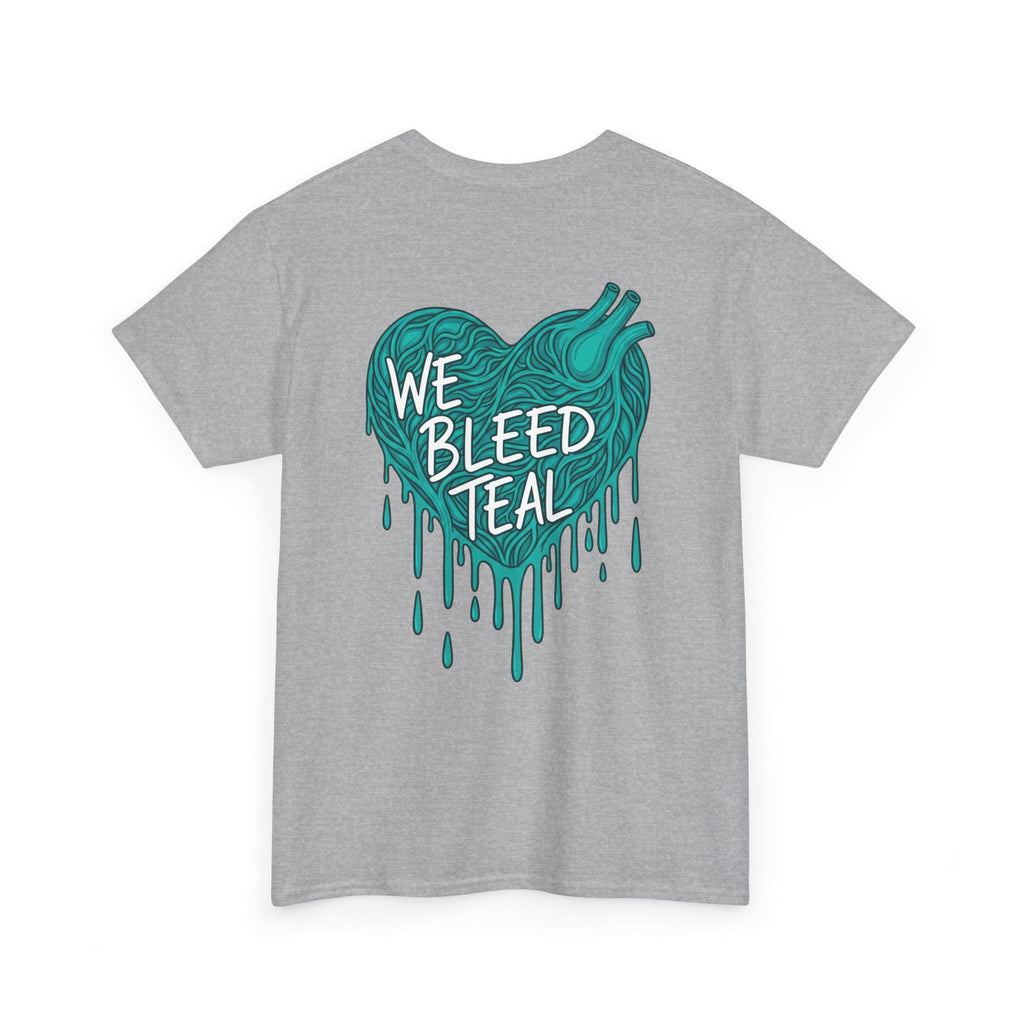 Teal Heart Tee - Unisex Heavy Cotton T-Shirt, Gift for Sports Fans, Casual Wear, Team Spirit Apparel, Soft Cotton Tee, Everyday Comfort Printify