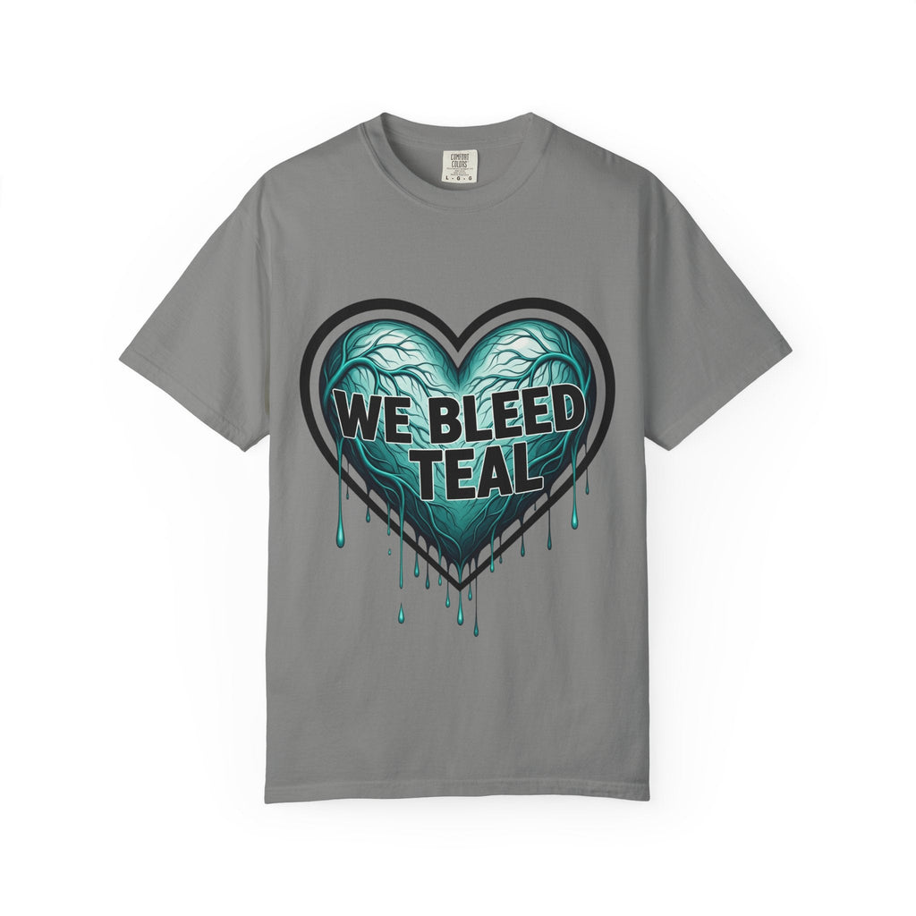 Teal Heart Awareness T-shirt, Unisex Gift for Mental Health, Eco-Friendly Tee, Bleed Teal Support, Casual Everyday Wear Printify