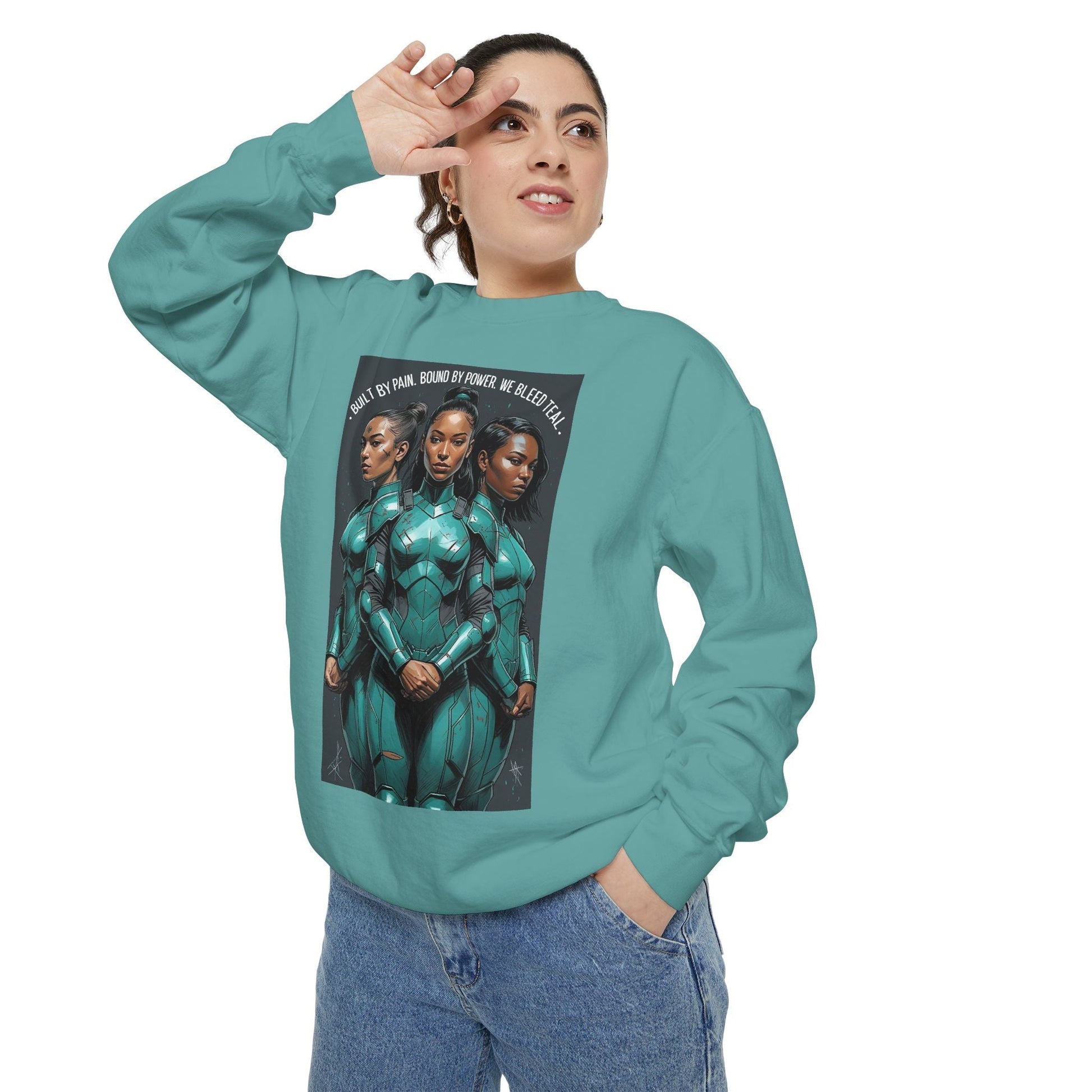 Empowering Graphic Sweatshirt for Fans of Sci-Fi, Unique Gift for Her, Cozy Lounge Wear, Perfect for Birthdays, Holiday, or Everyday Style Printify