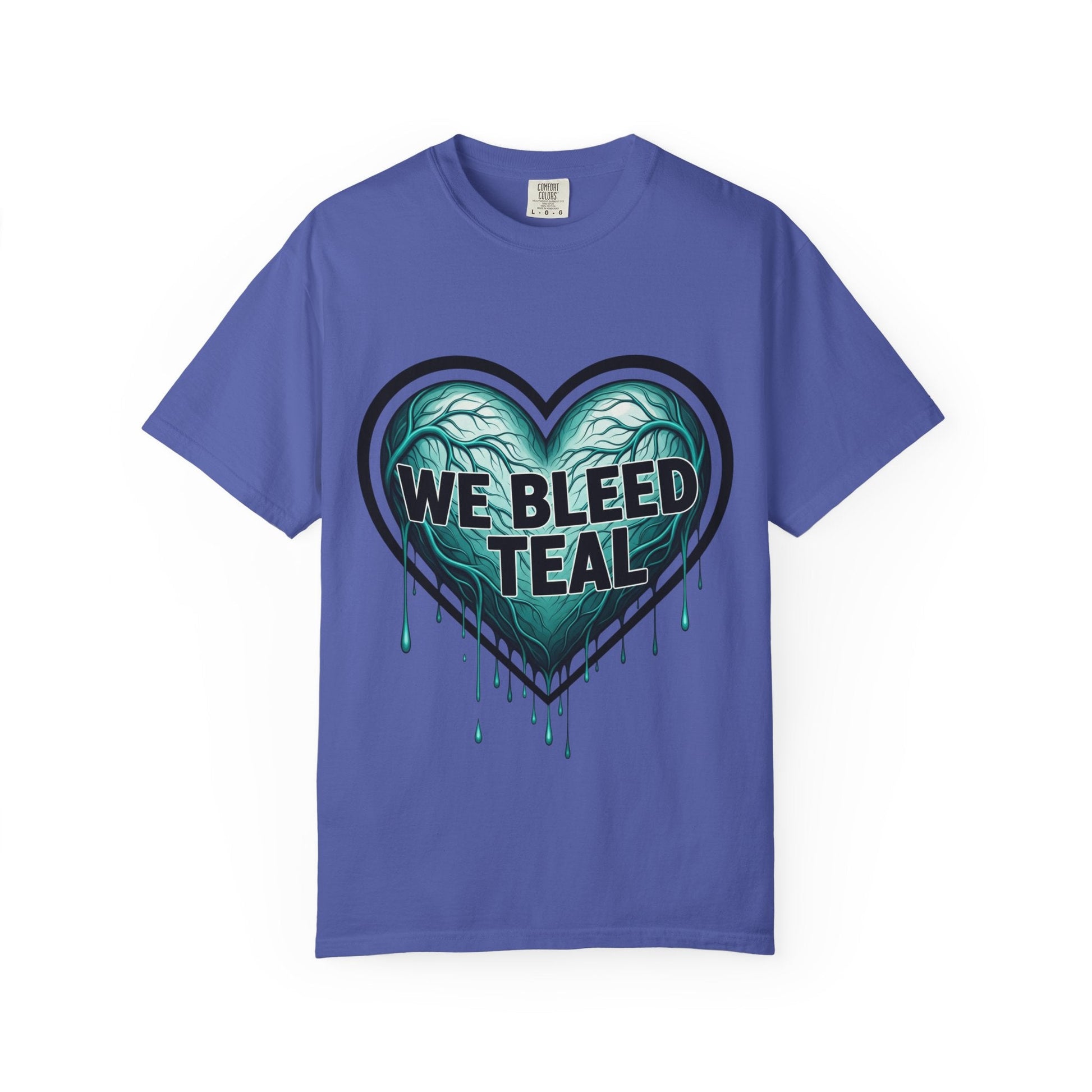 Teal Heart Awareness T-shirt, Unisex Gift for Mental Health, Eco-Friendly Tee, Bleed Teal Support, Casual Everyday Wear Printify