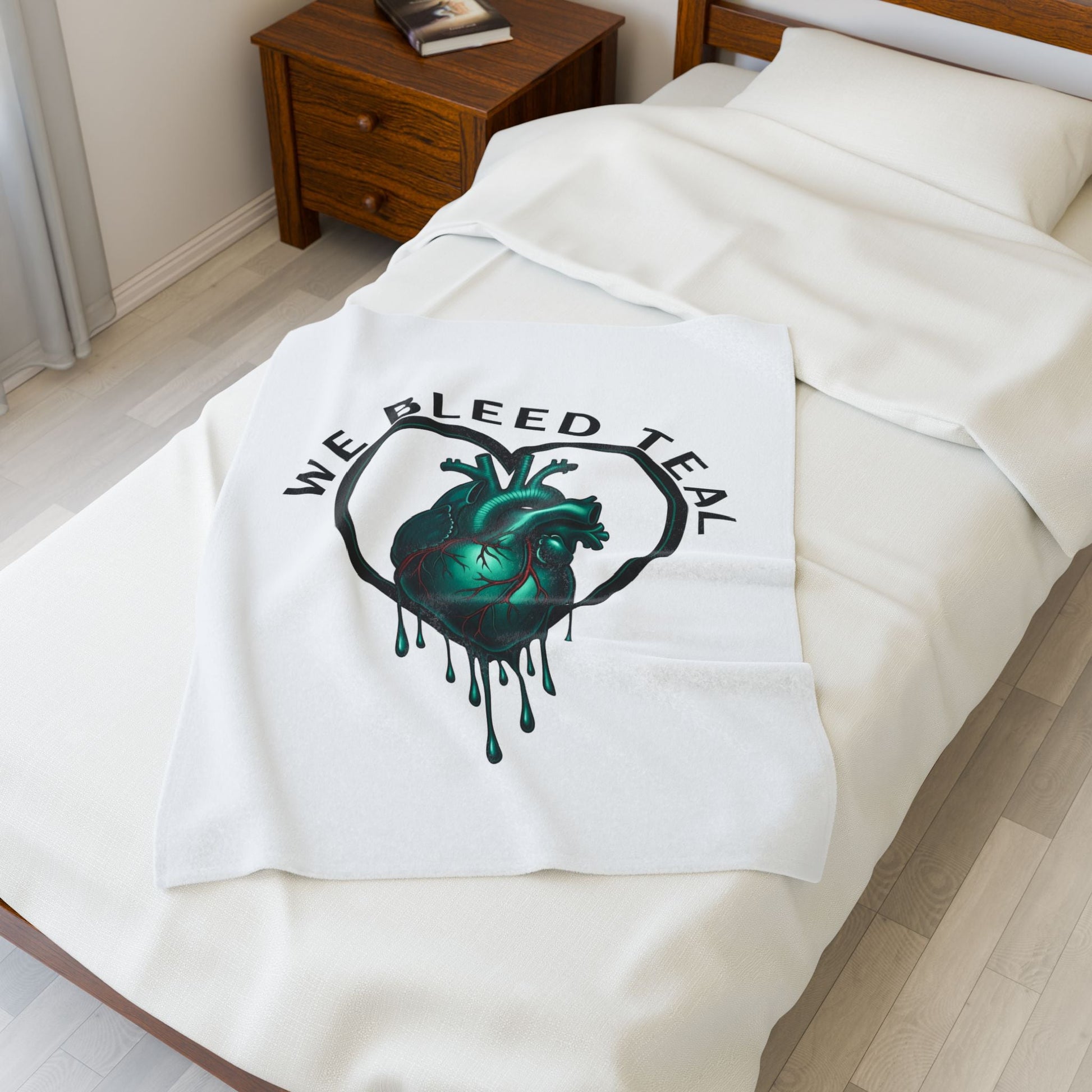 Teal Heart Soft Plush Blanket, Cozy Throw for Home, Ideal for Gifts, Pet Lovers, Versatile Blanket, Unique Decor Printify