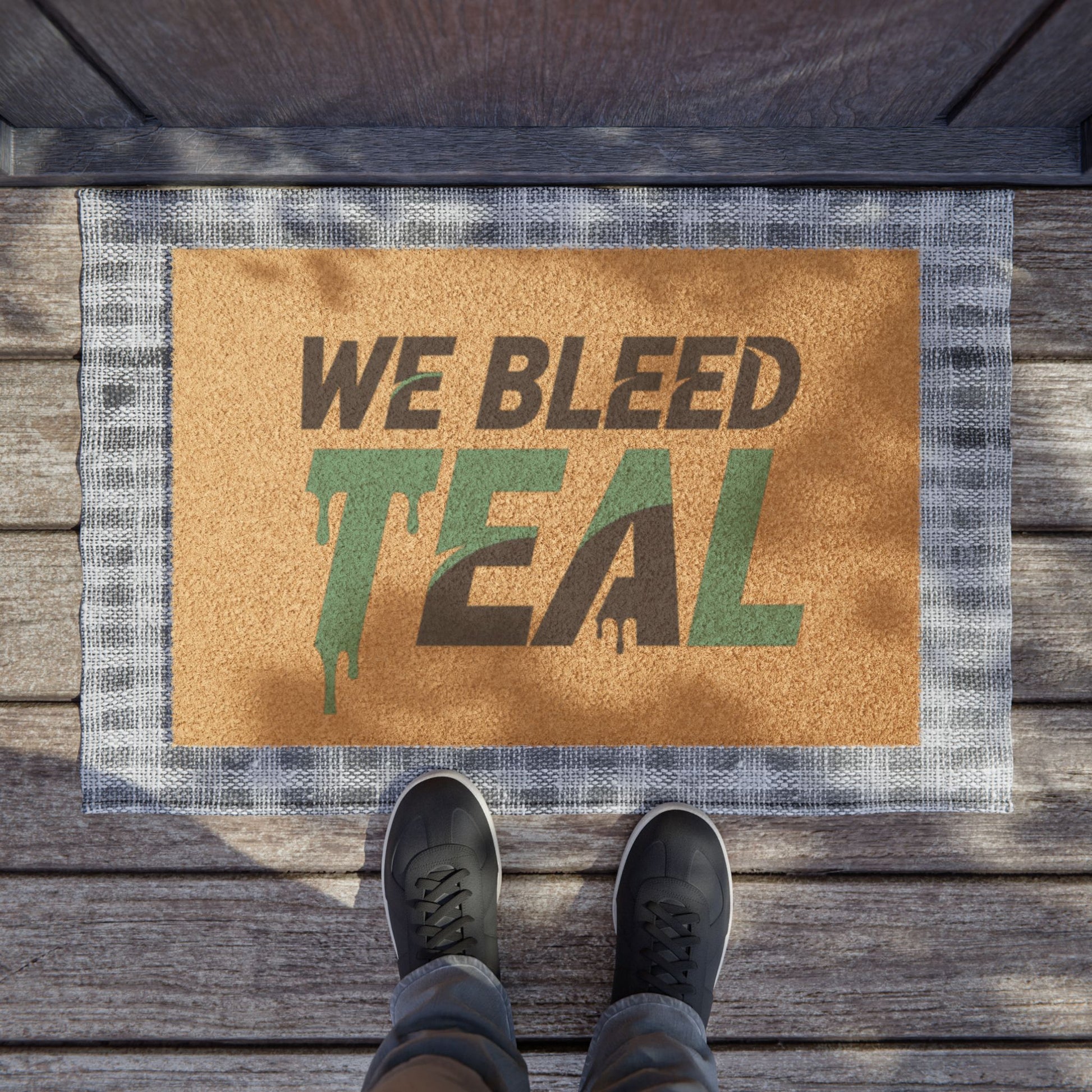 Teal Pride Doormat - Fun Home Decor, Entrance Mat, Sports Fan Gift, Personalized Welcome Mat, Unique Housewarming Present