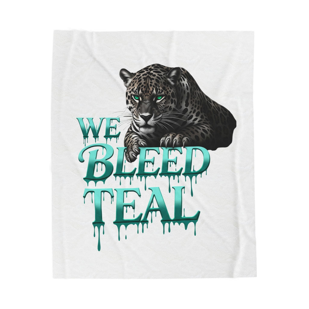 Teal Panther Velveteen Plush Blanket, Cozy Throw, Gift for Animal Lovers, Nursery Decor, Home Accessories, Warm and Soft Printify