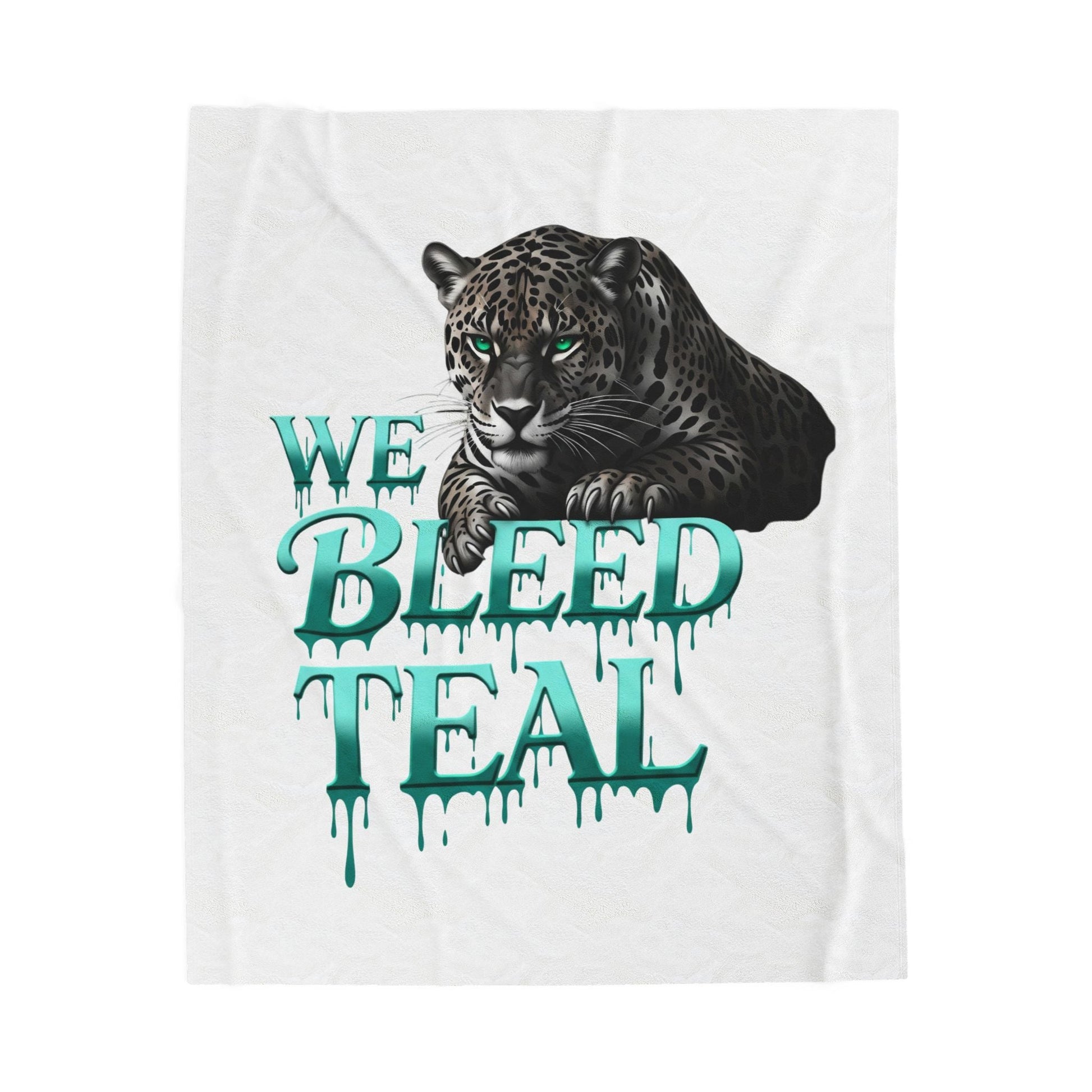 Teal Panther Velveteen Plush Blanket, Cozy Throw, Gift for Animal Lovers, Nursery Decor, Home Accessories, Warm and Soft Printify