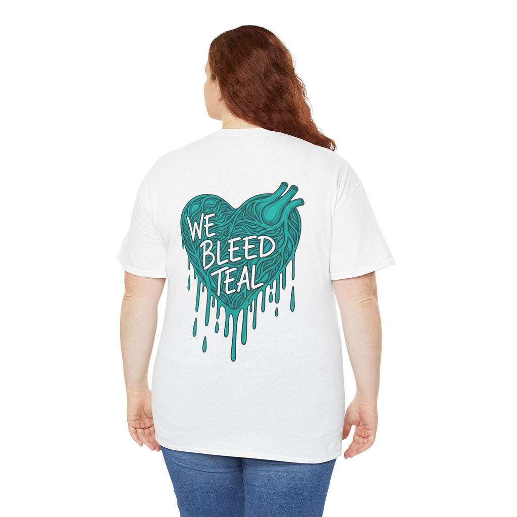 Teal Heart Tee - Unisex Heavy Cotton T-Shirt, Gift for Sports Fans, Casual Wear, Team Spirit Apparel, Soft Cotton Tee, Everyday Comfort Printify