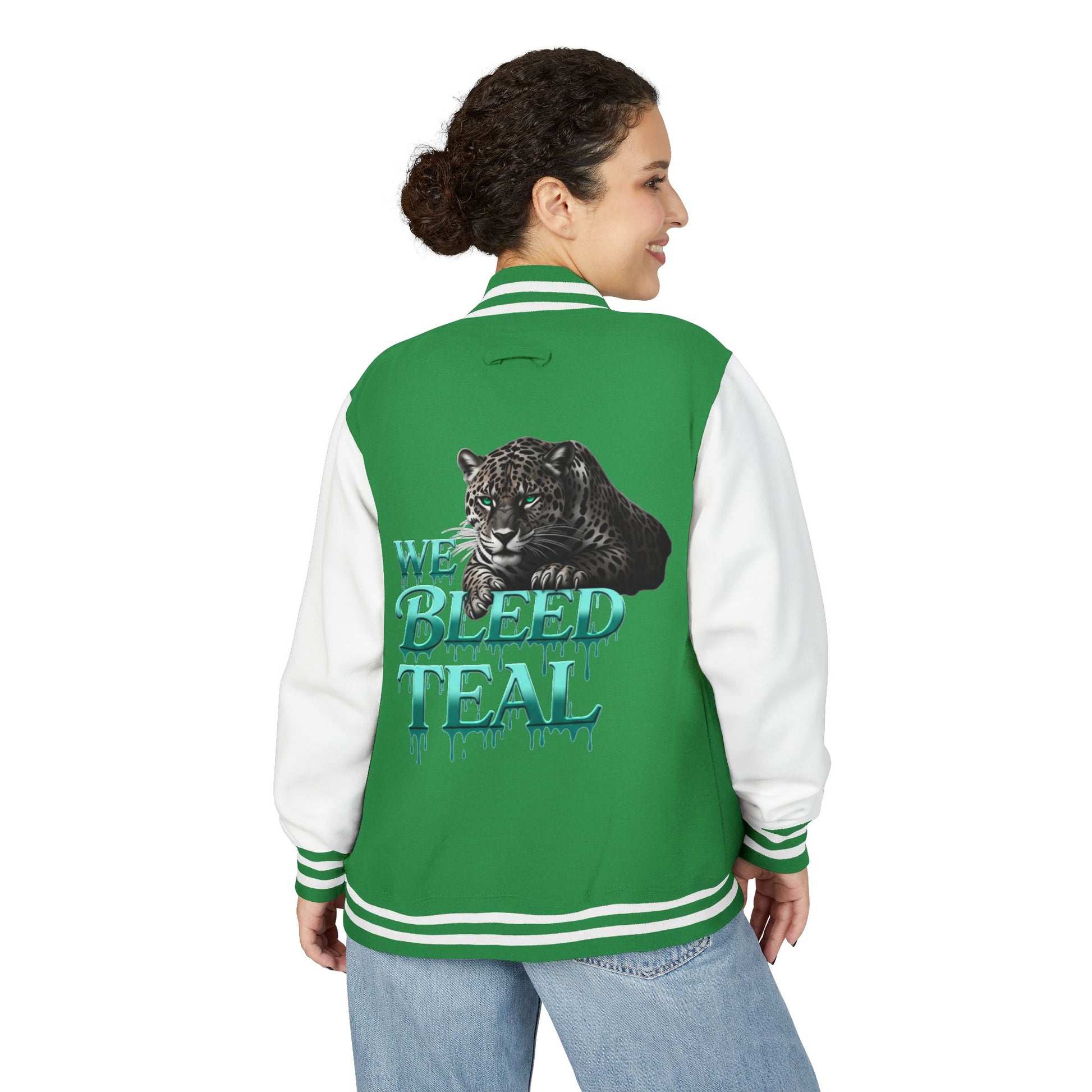 Teal Bleeding Letterman Jacket, Unisex Varsity Jacket, Trendy Sports Jacket, Cool Casual Wear, College Spirit Gear, Perfect Gift for [...]