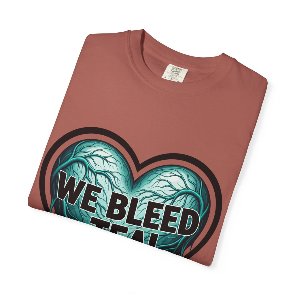 Teal Heart Awareness T-shirt, Unisex Gift for Mental Health, Eco-Friendly Tee, Bleed Teal Support, Casual Everyday Wear Printify