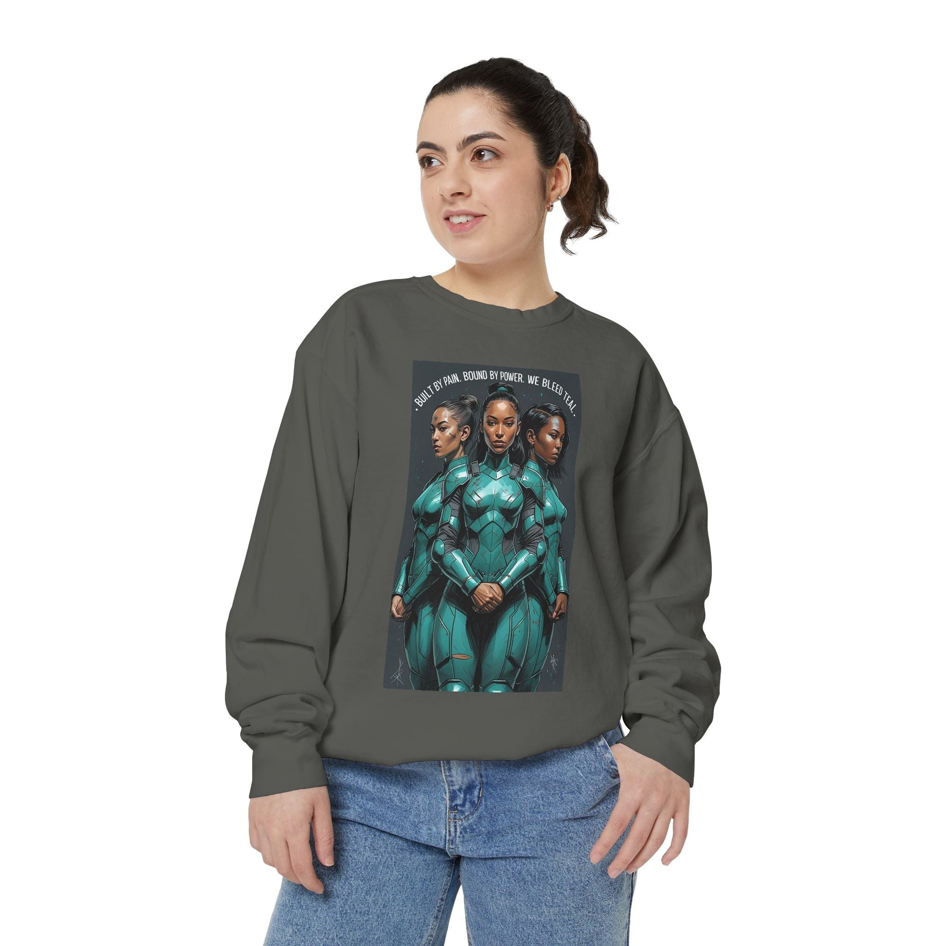 Empowering Graphic Sweatshirt for Fans of Sci-Fi, Unique Gift for Her, Cozy Lounge Wear, Perfect for Birthdays, Holiday, or Everyday Style Printify