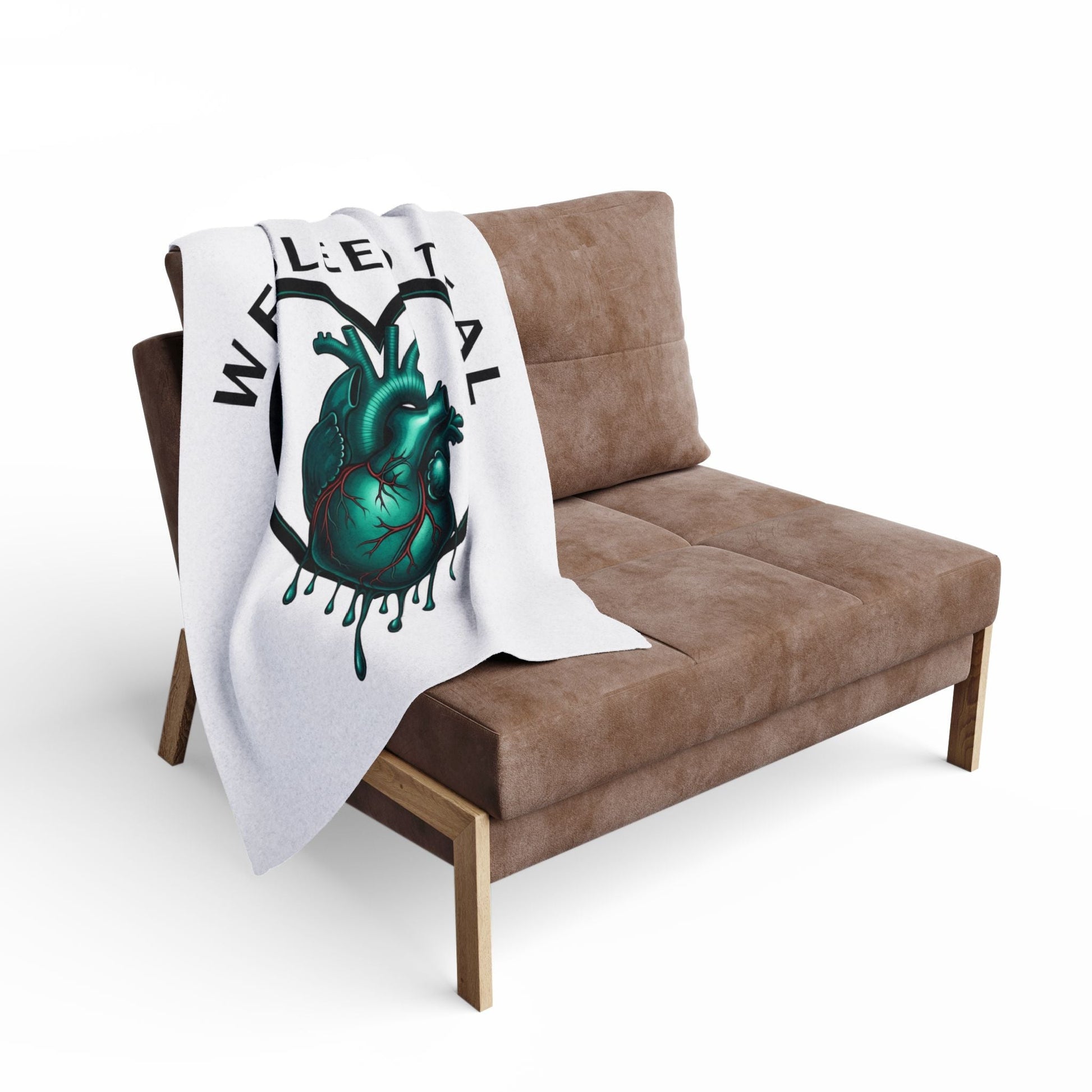 Teal Heart Fleece Blanket - Cozy Throw for Health Awareness, Gifts for Nurses, Valentine’s Day, Home Decor, Charity Fundraisers Printify