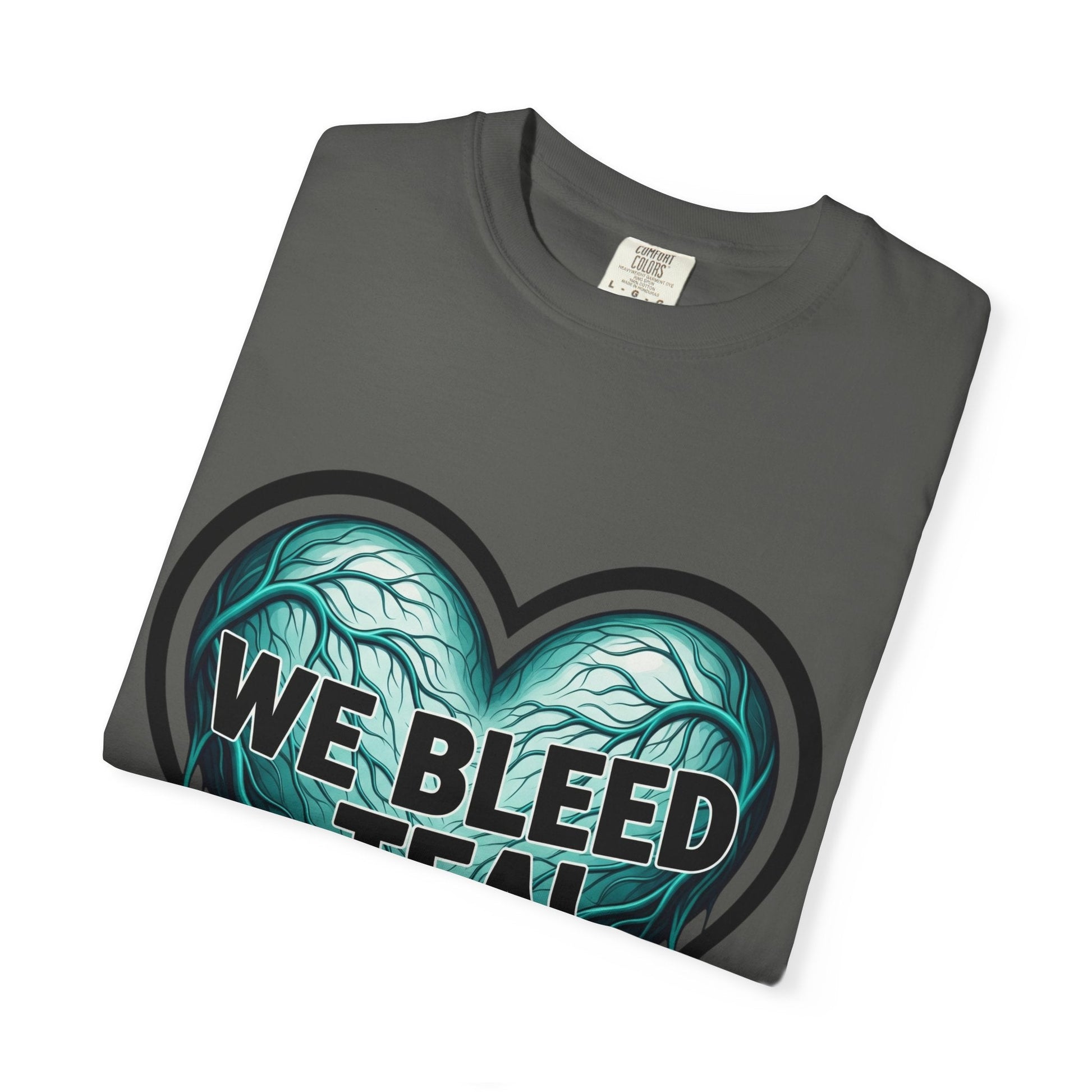 Teal Heart Awareness T-shirt, Unisex Gift for Mental Health, Eco-Friendly Tee, Bleed Teal Support, Casual Everyday Wear Printify