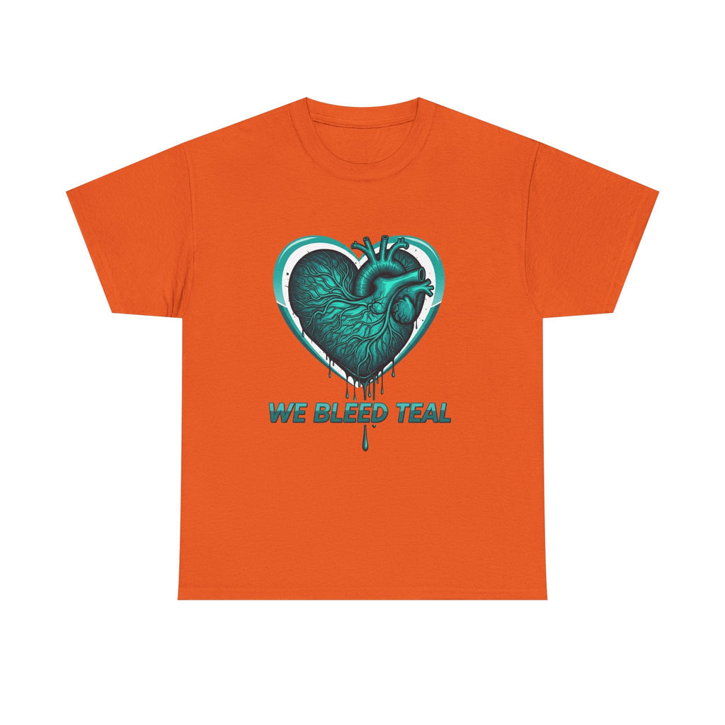 Teal Heart Awareness Tee, Unisex Cotton Shirt, Supportive Gear, Medical Awareness, Gift for Loved Ones, Casual Wear Printify